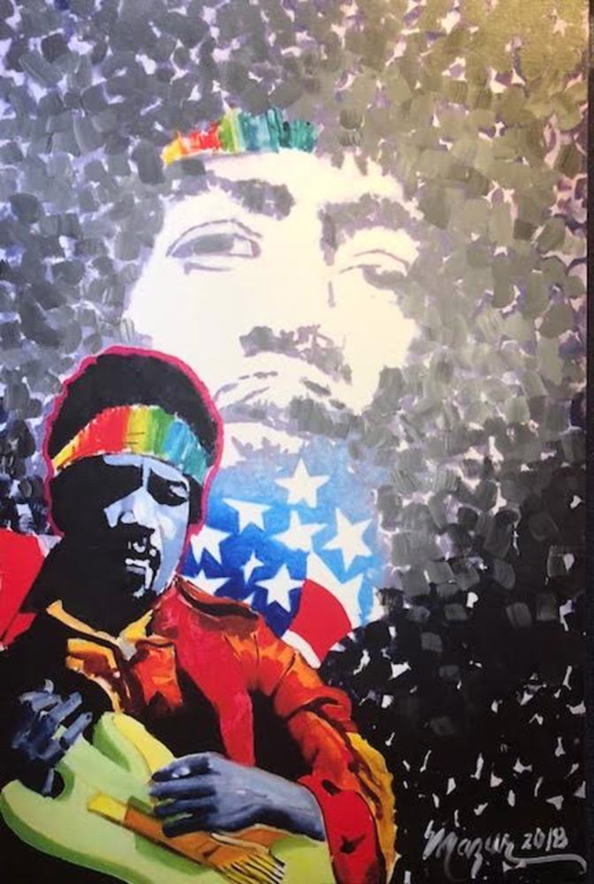 Jimi Hendrix - American Flag by Ruby Mazur