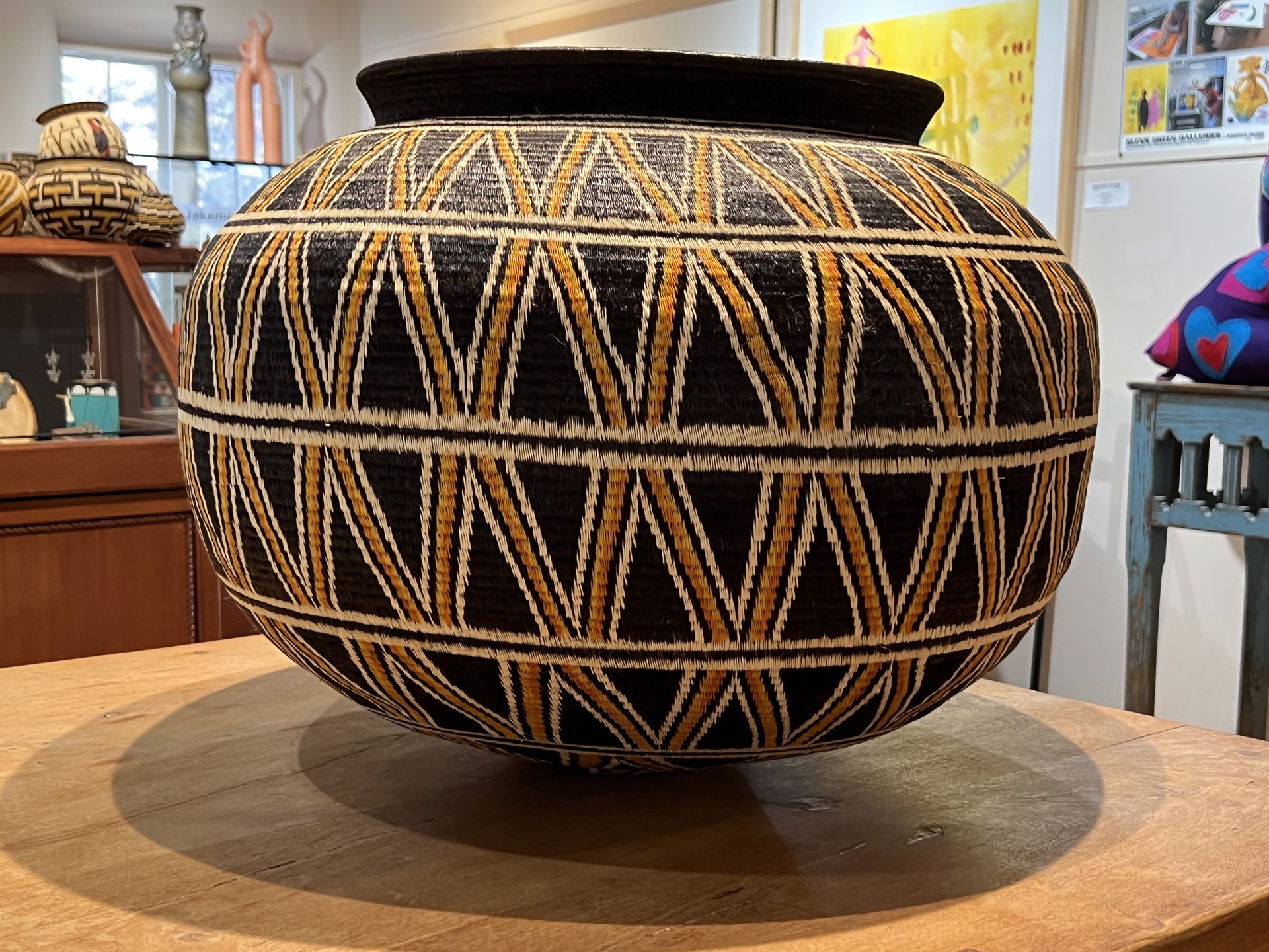 Large Black and Gold basket by Unknown Unspecified