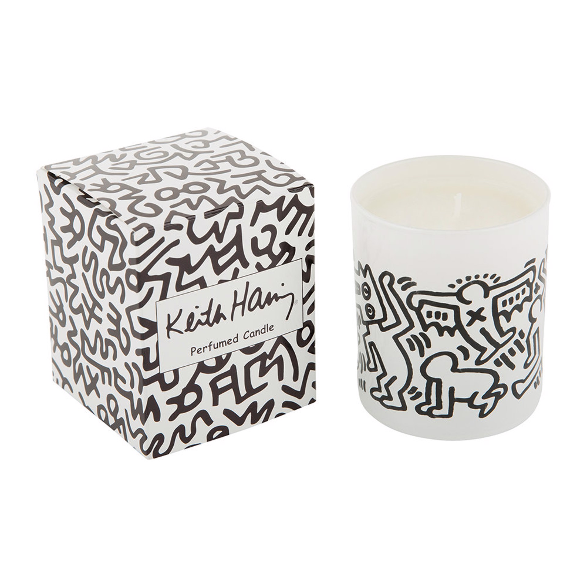 Scented Candle - Men Drawing - White by Keith Haring