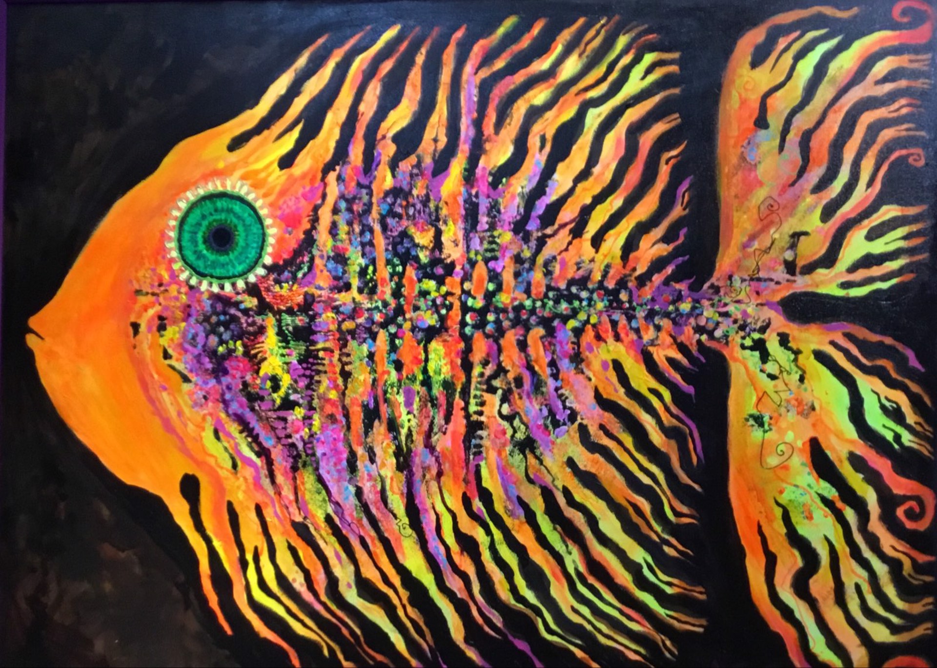 Lahaina Fish - Orange On Brown by Augustine Costantino