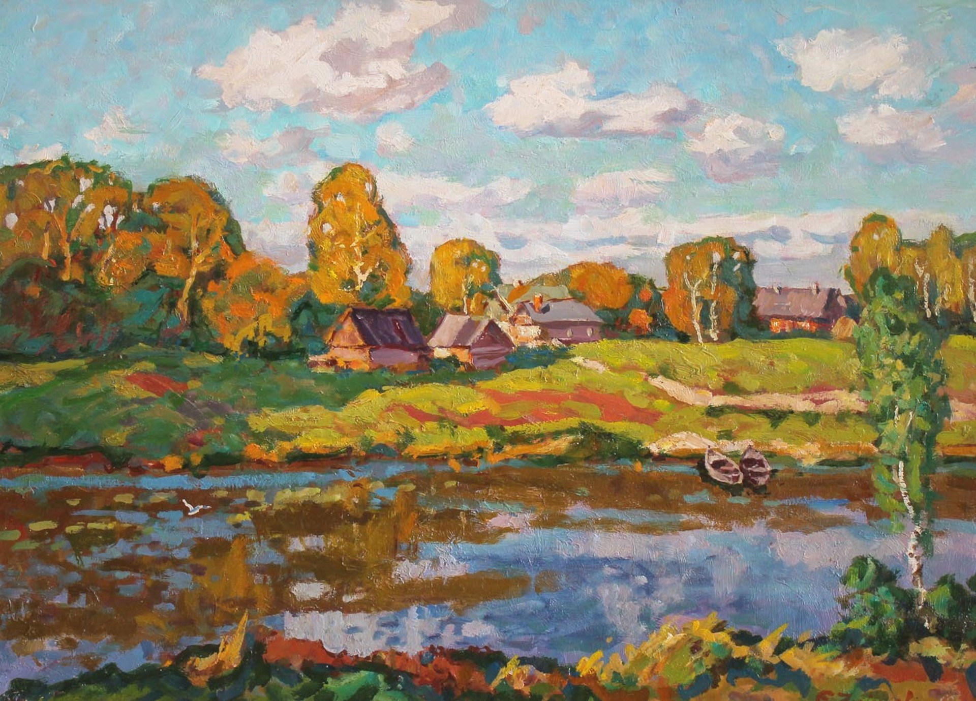 Village on the River by Evgeni Chuikov