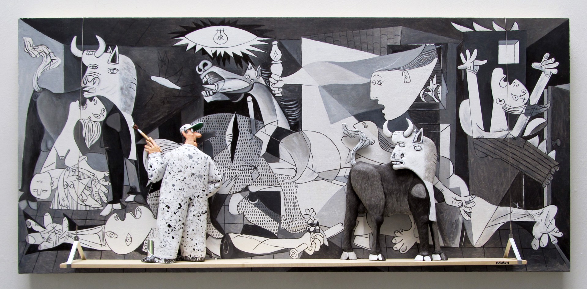 Guernica, 1937 by mix media artist Stephen Hansen is a fun tribute to Pablo Picasso's original of the same title. 