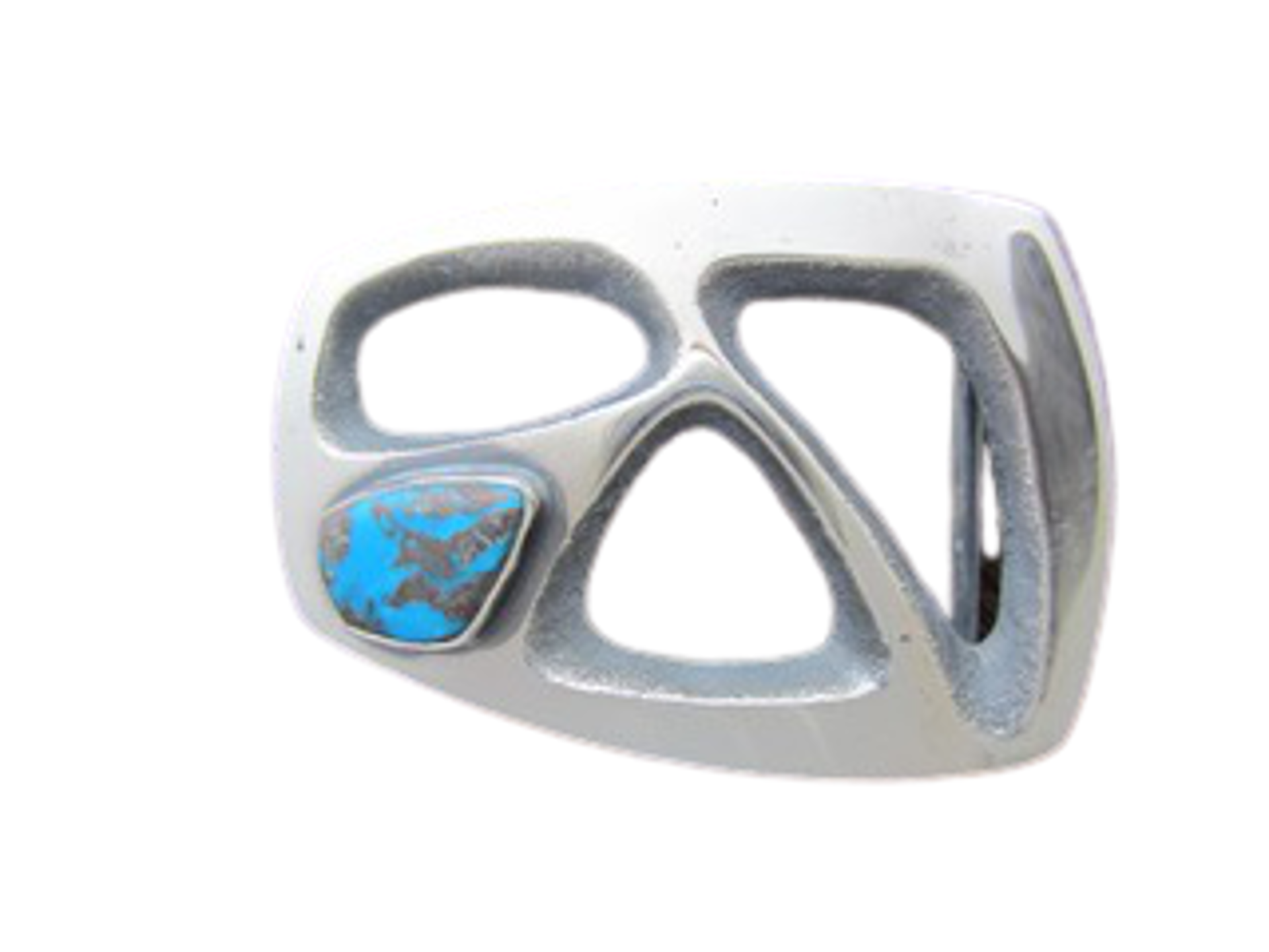 Belt Buckle - Sterling Silver Sandcast With Bisbee Turquoise #5/12 - 469  by Ken and Barbara Newman