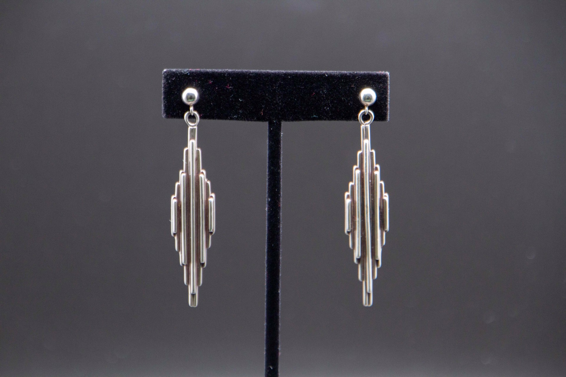 Sterling Silver Art Deco Drop Earrings by Patricia Allebrand