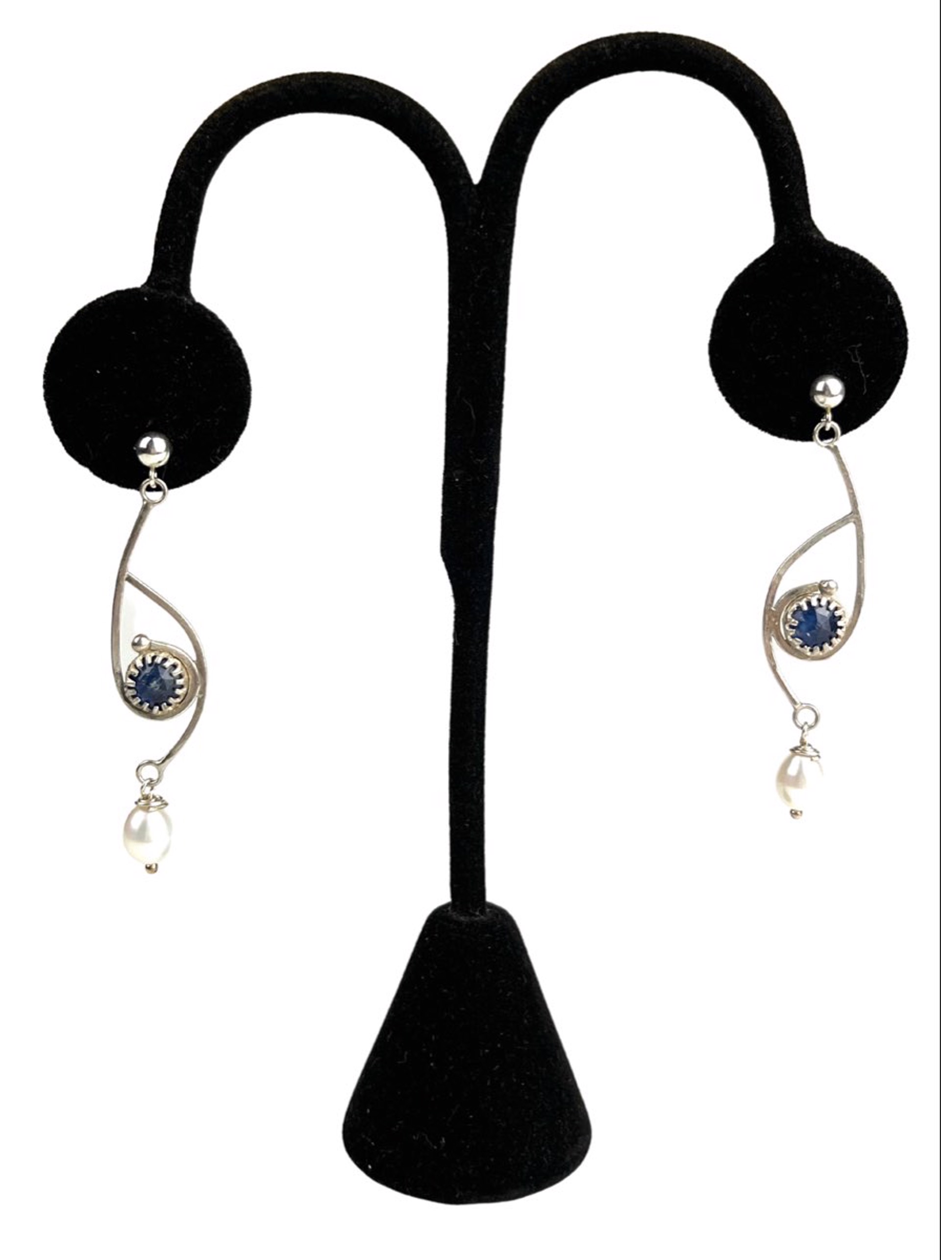 Kyanite and Pearl Earrings by Nola Smodic