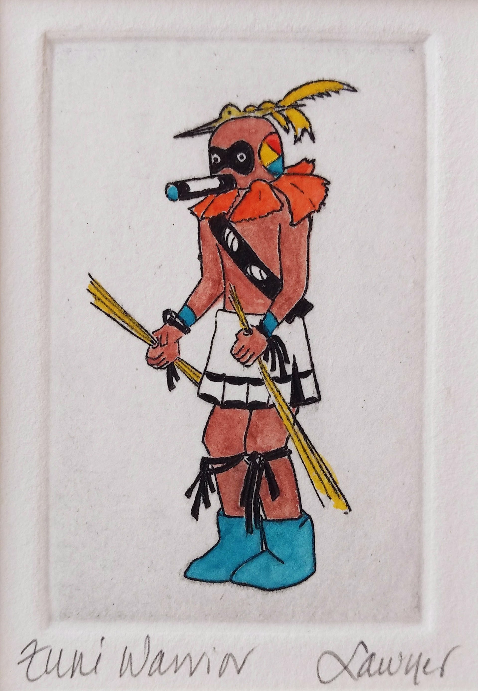 Zuni Warrior Katchina (framed) by Anne Sawyer