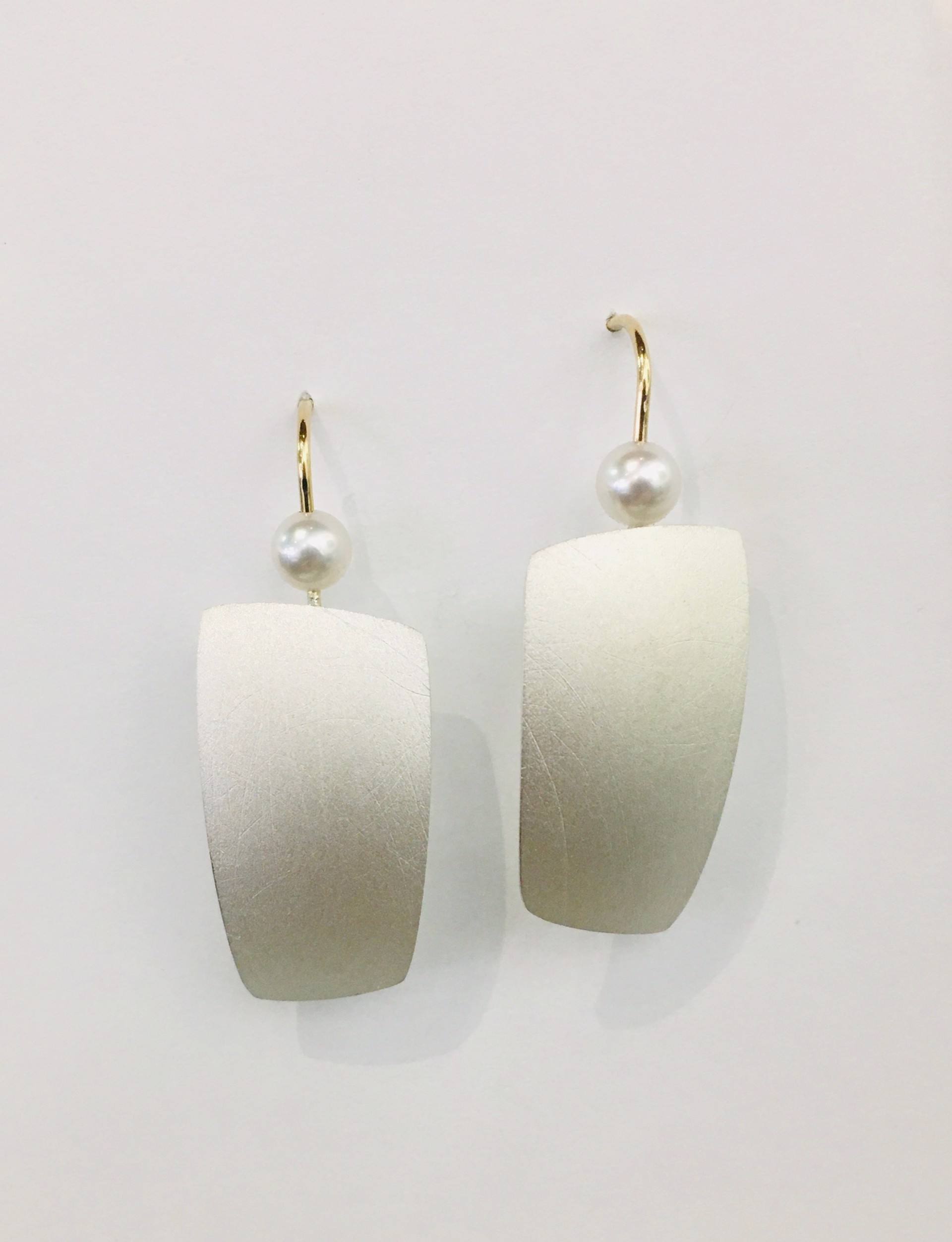 Silver Earrings with Pearl by TOM MCGURRIN