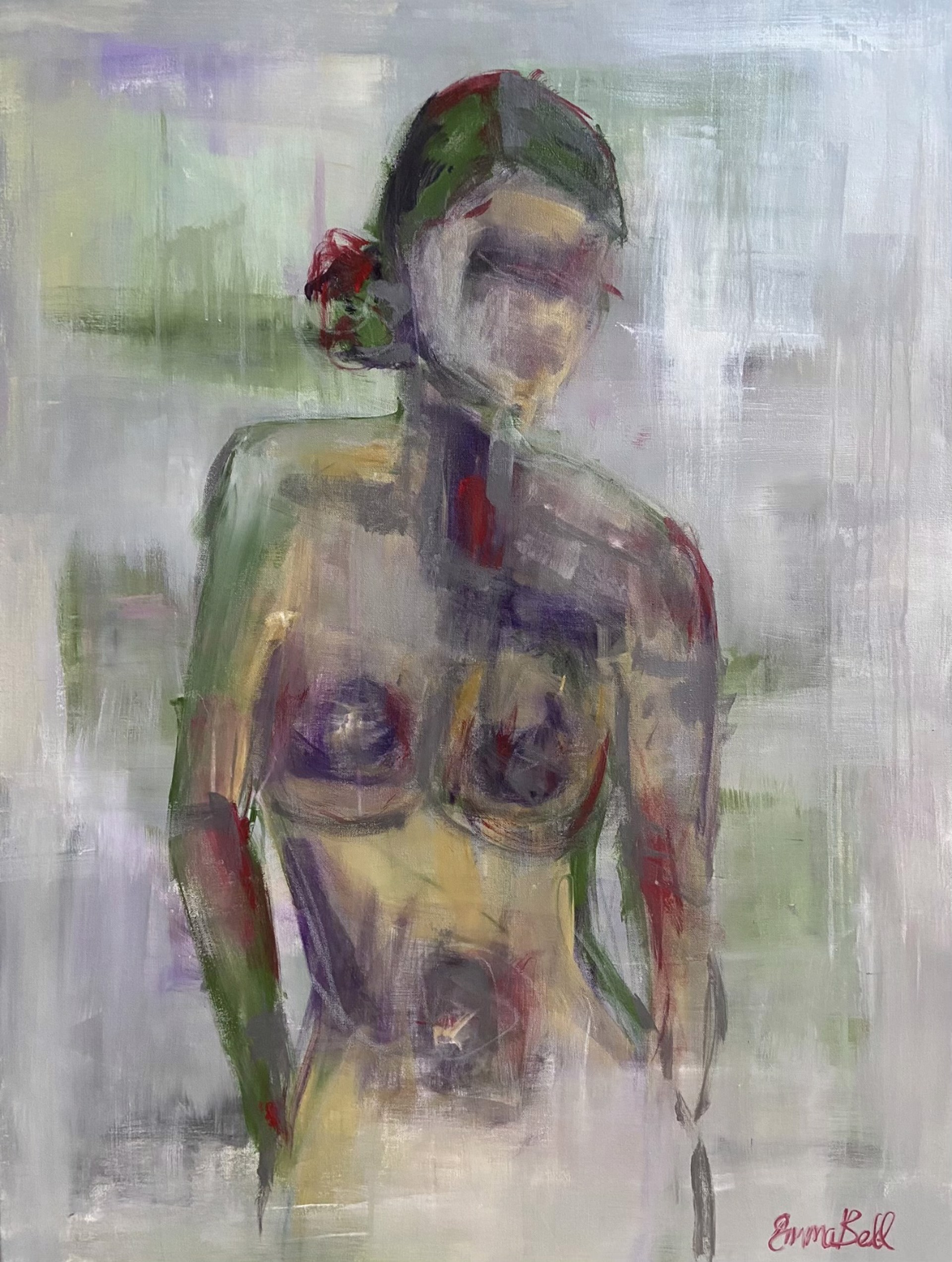 Gazing Nude in Red & Lilac by Emma Bell