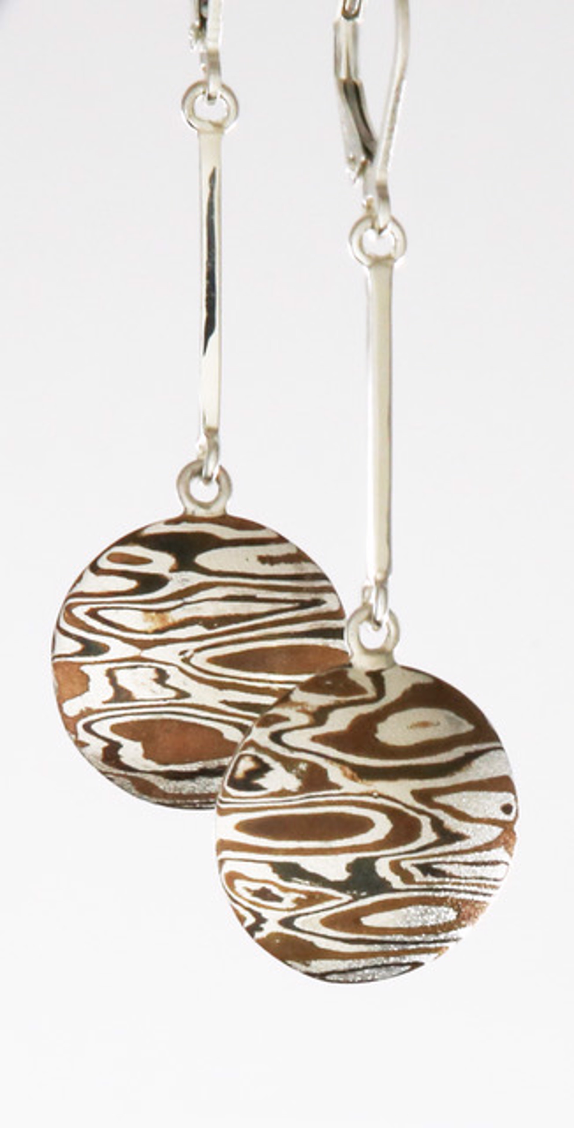 Earrings - Mokume Gane With Sterling Silver - #443 by Ken and Barbara Newman