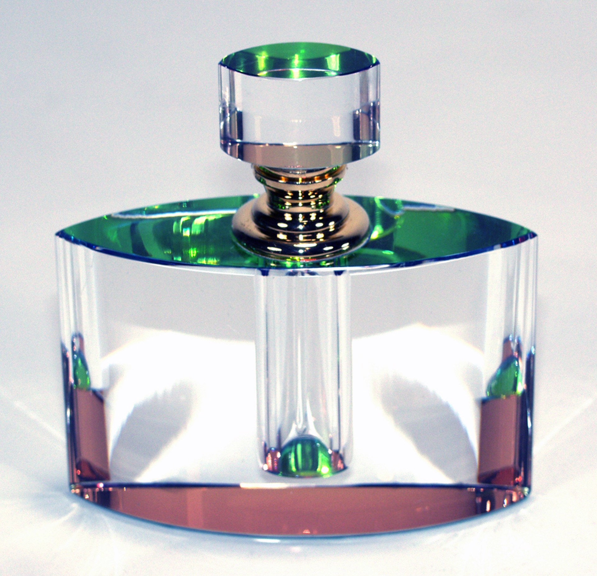 Crystal Perfume Bottle 4" x 3.75 x 1.25-S by Harold Lustig