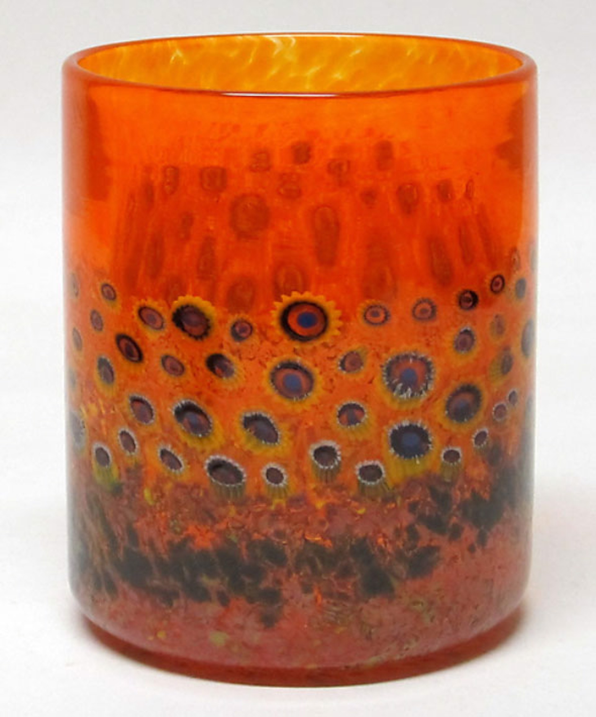 Orange Murrini Sunflower Tumbler by Ken Hanson & Ingrid Hanson