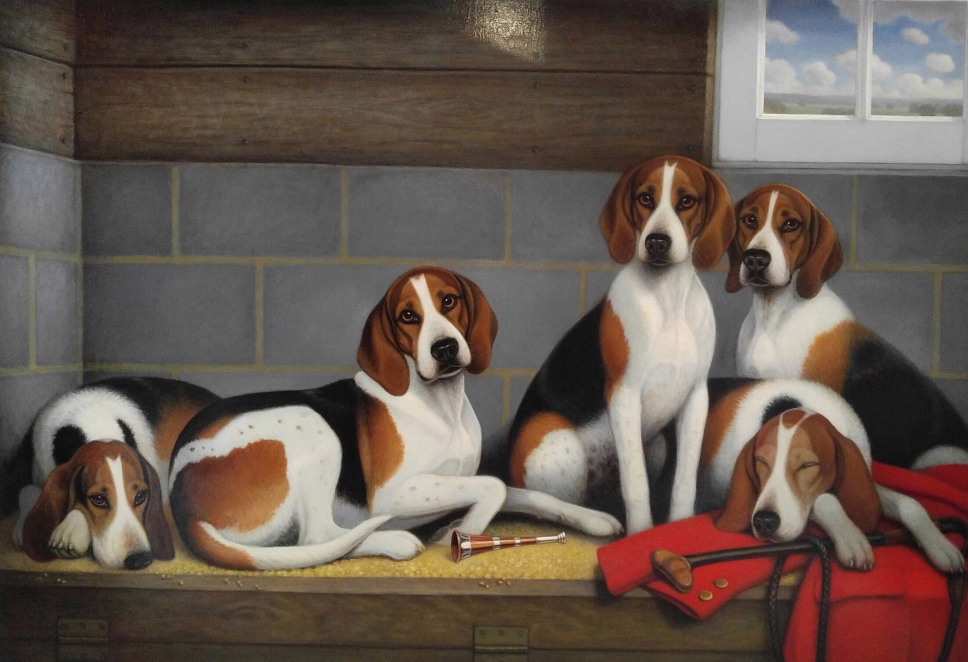 Foxhounds in a Kennel by Christine Merrill