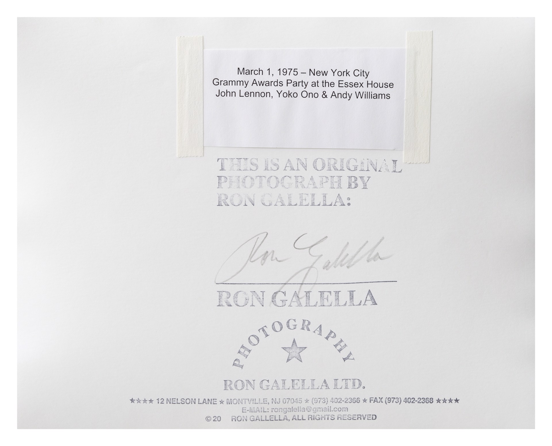 John Lennon, Yoko Ono, and Andy Williams by Ron Galella