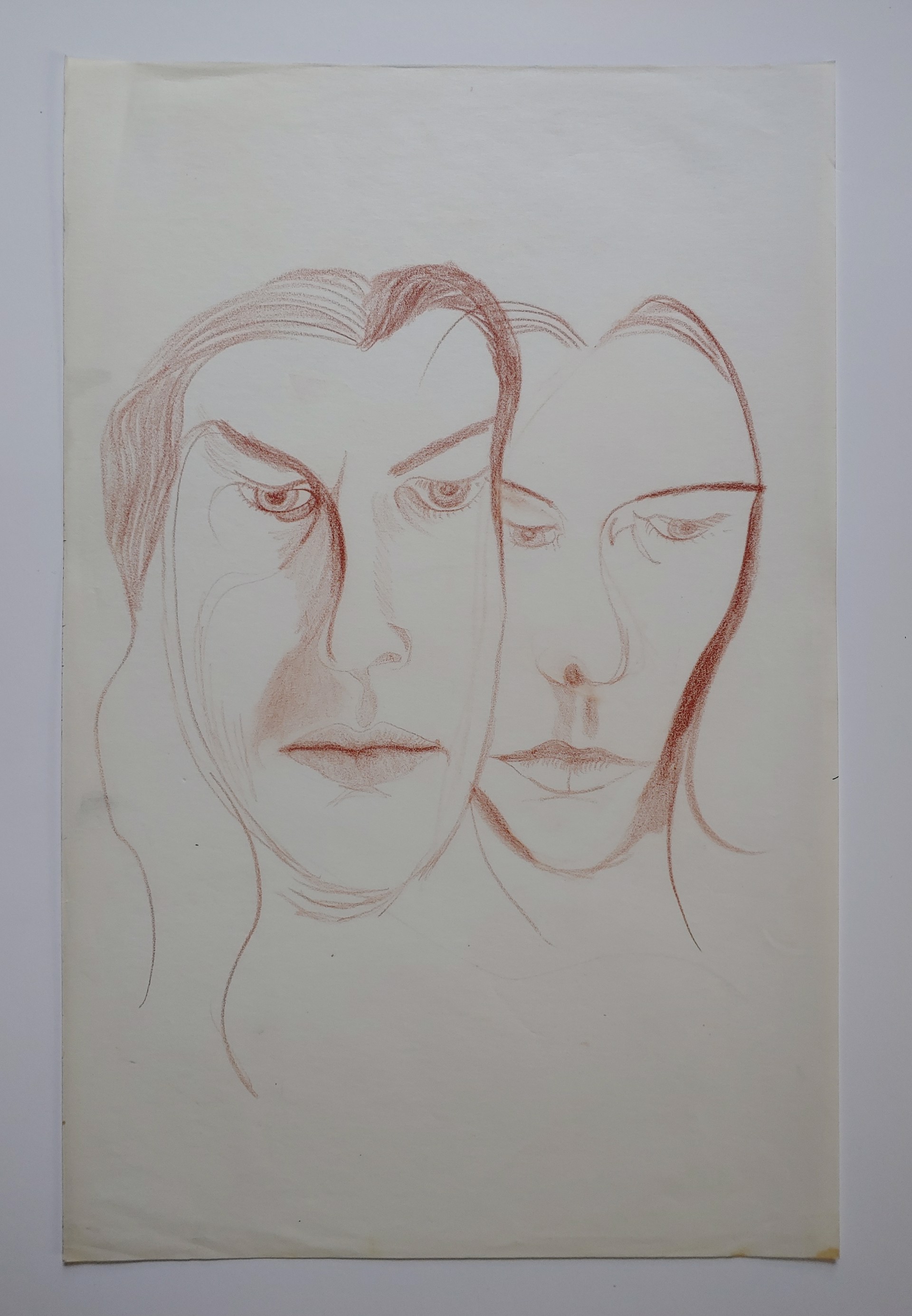 Double Vision Portrait - Drawing by David Amdur