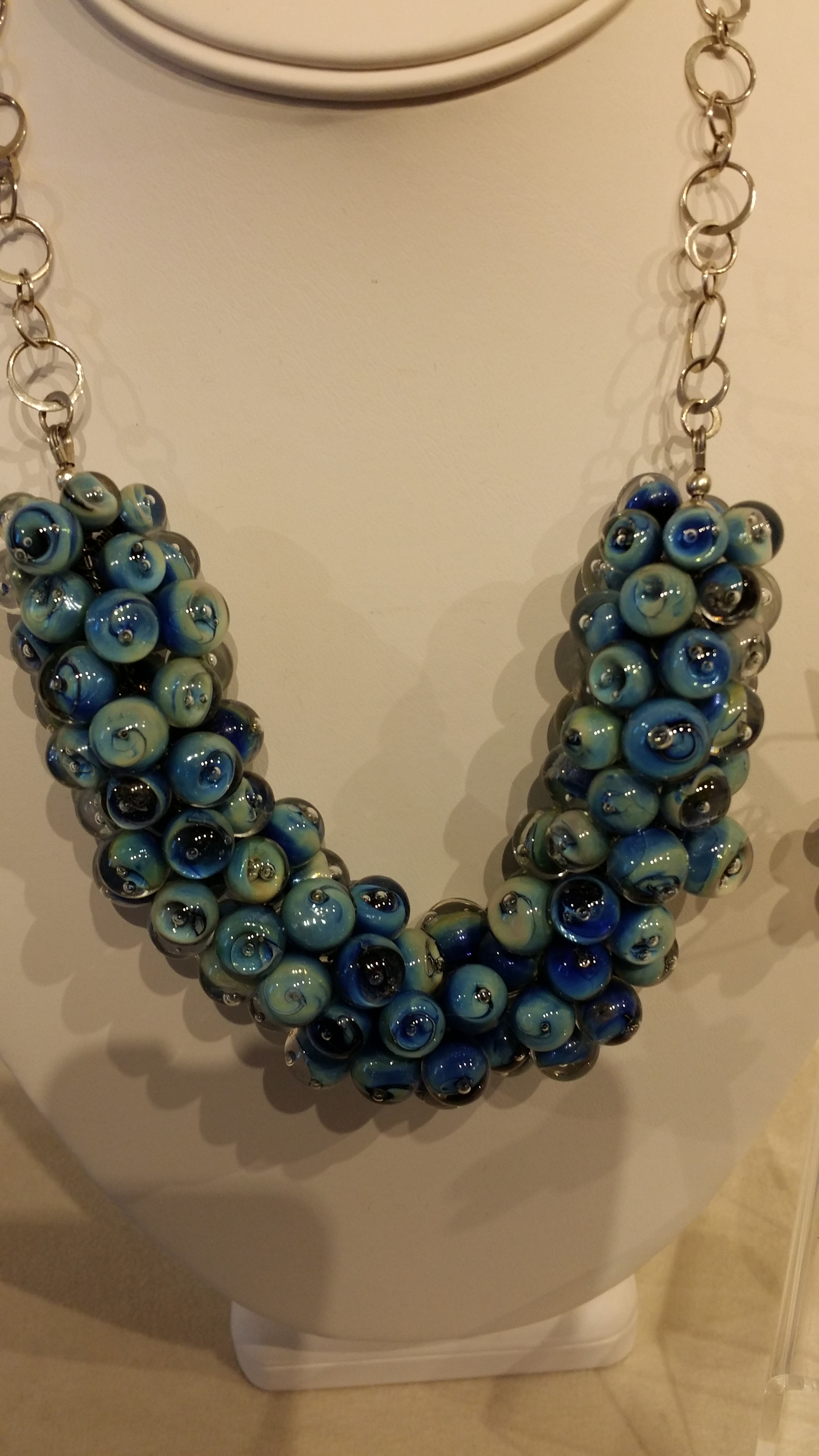 Blue Planet Necklace (Blue bubbles) by Linda Sacra