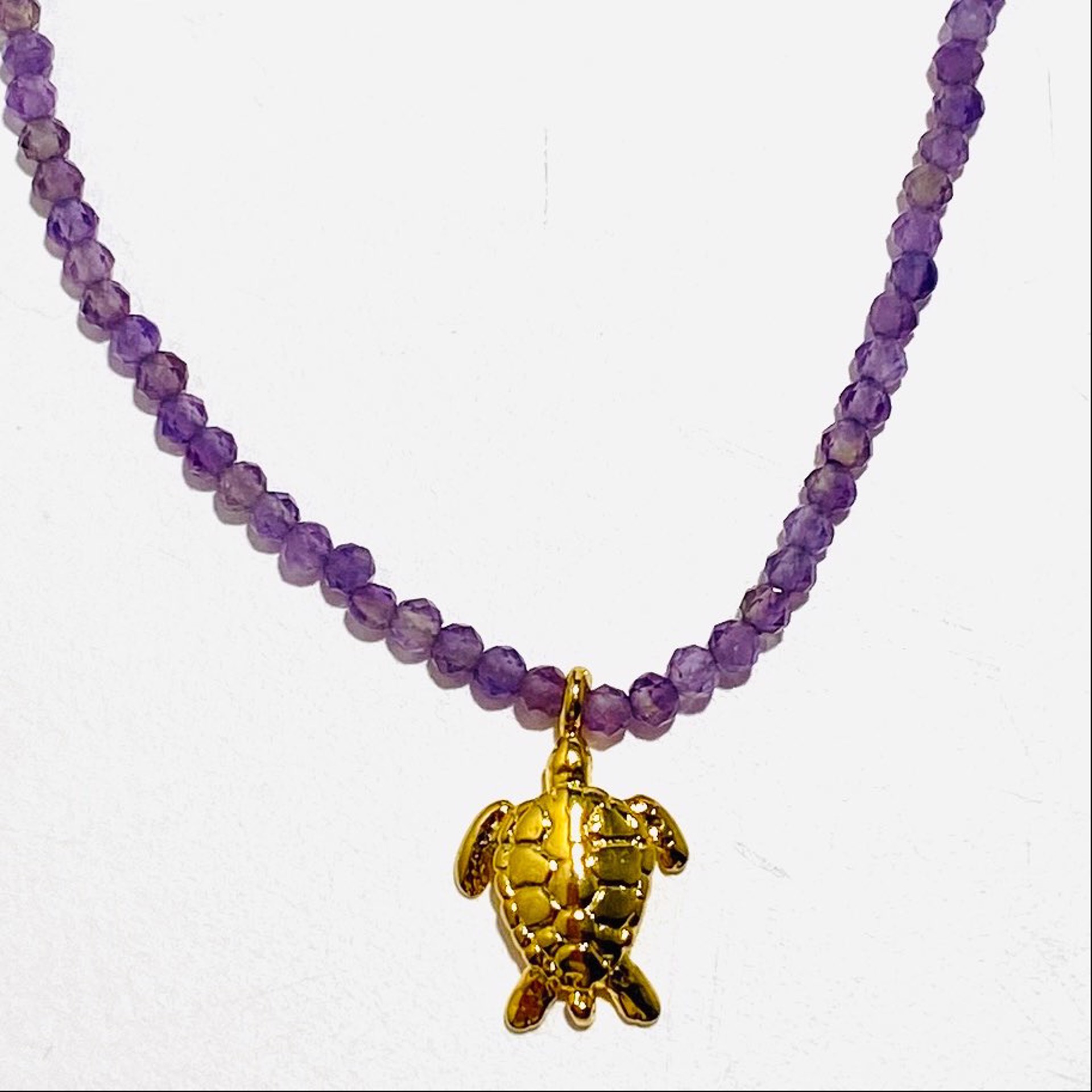 Tiny Amethyst Tiny Vermeil Turtle Necklace by Nance Trueworthy