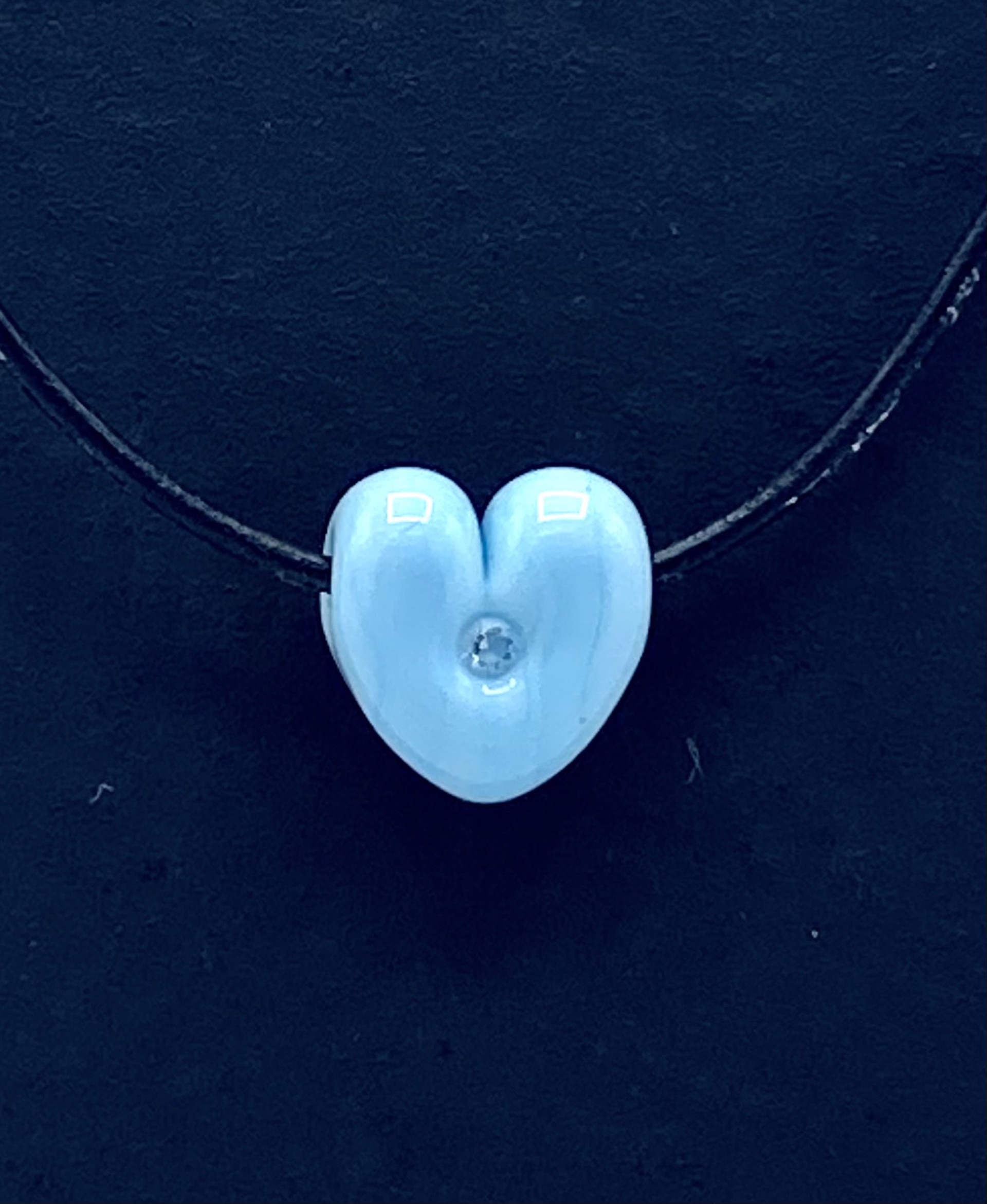 Light Blue Heart w/ Diamond Necklace by Emelie Hebert