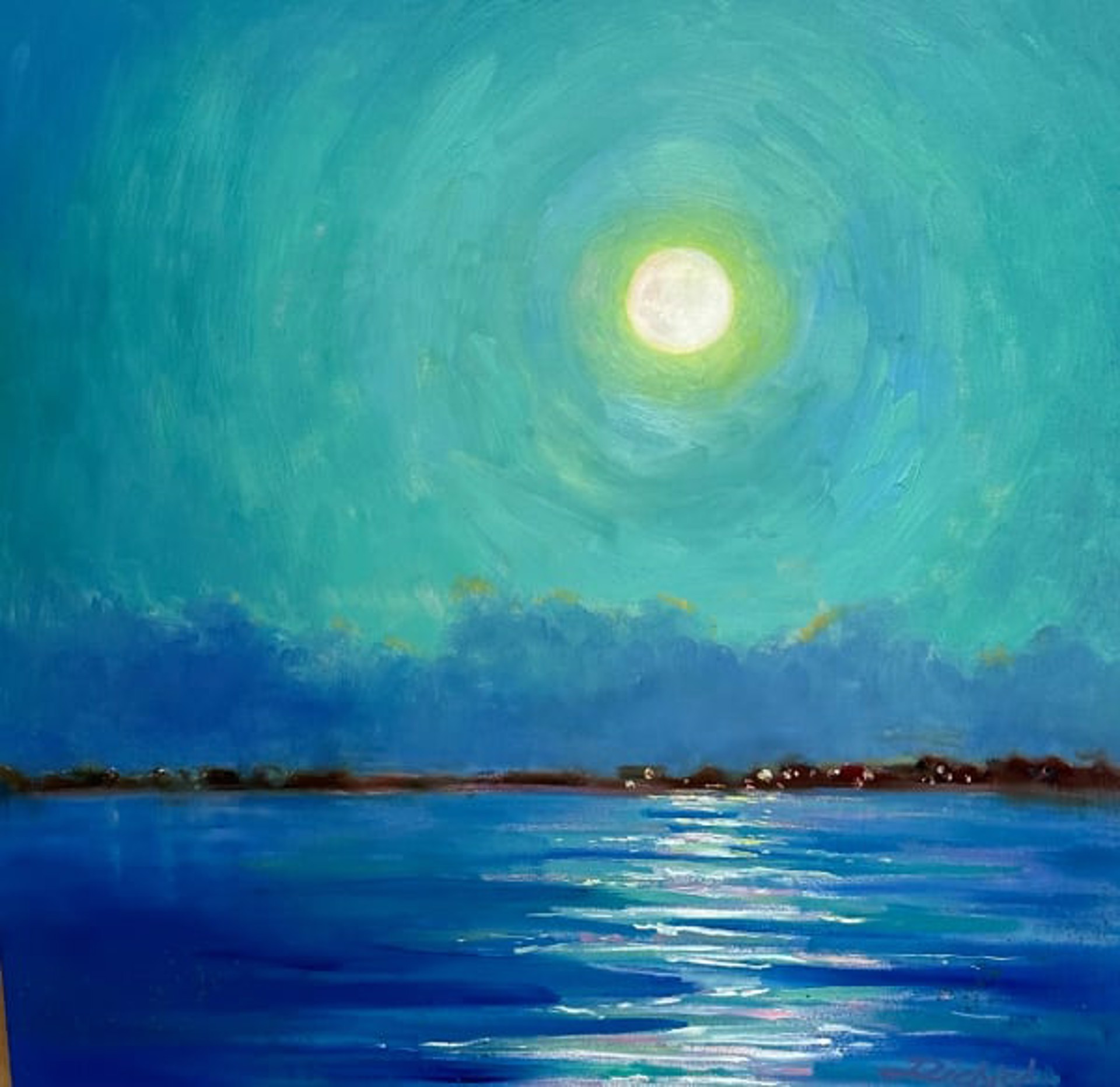 Moon on Bay by Linda Richichi