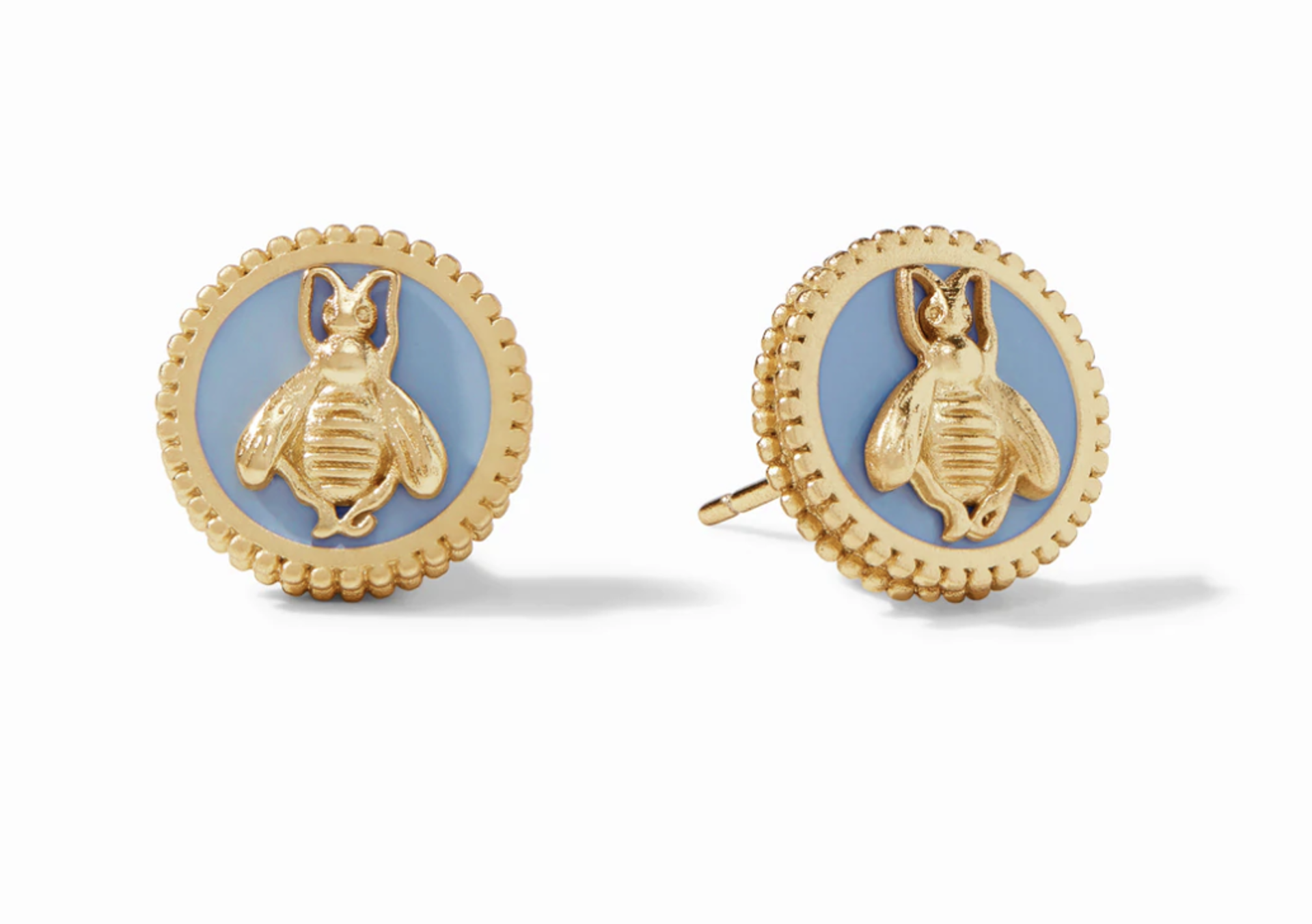 Bee Cameo Stud - Chalcedony Blue Enamel by Julie Vos