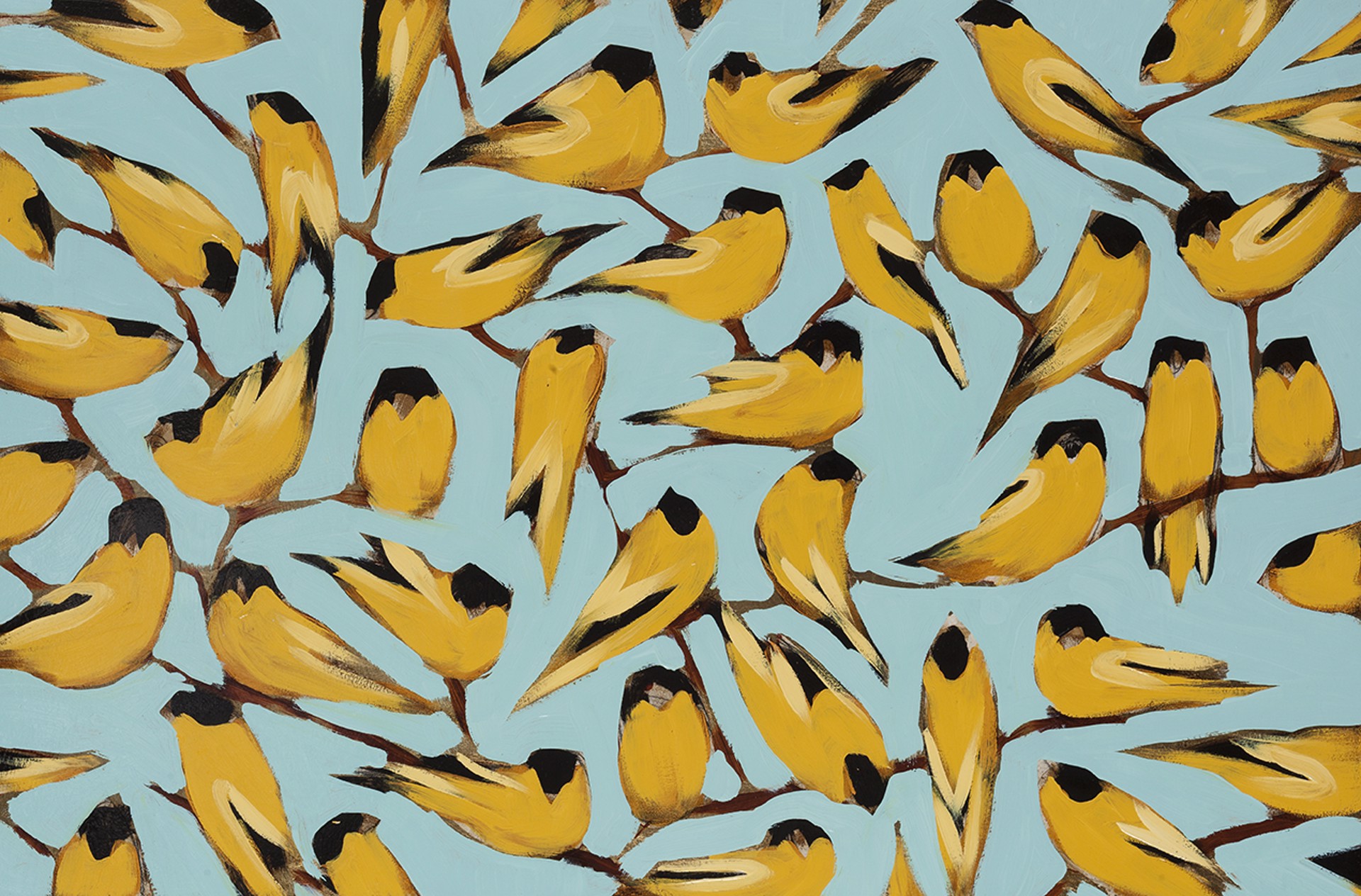 Goldfinches  24x36 Commission similar to photograph for Cathy Stutzman by Joseph Bradley