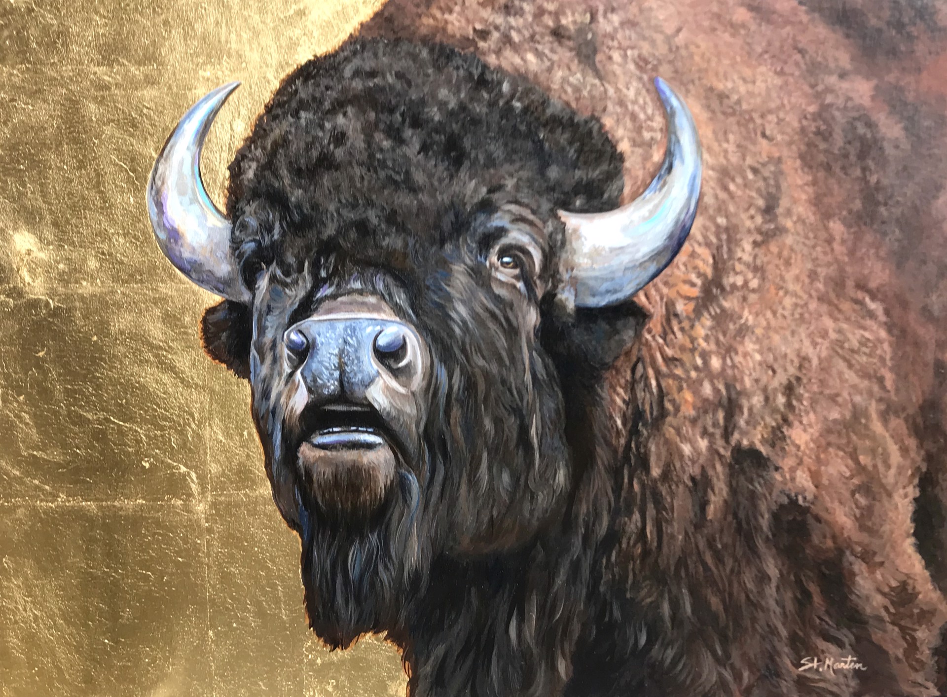 Bison on Gold by Corina St. Martin