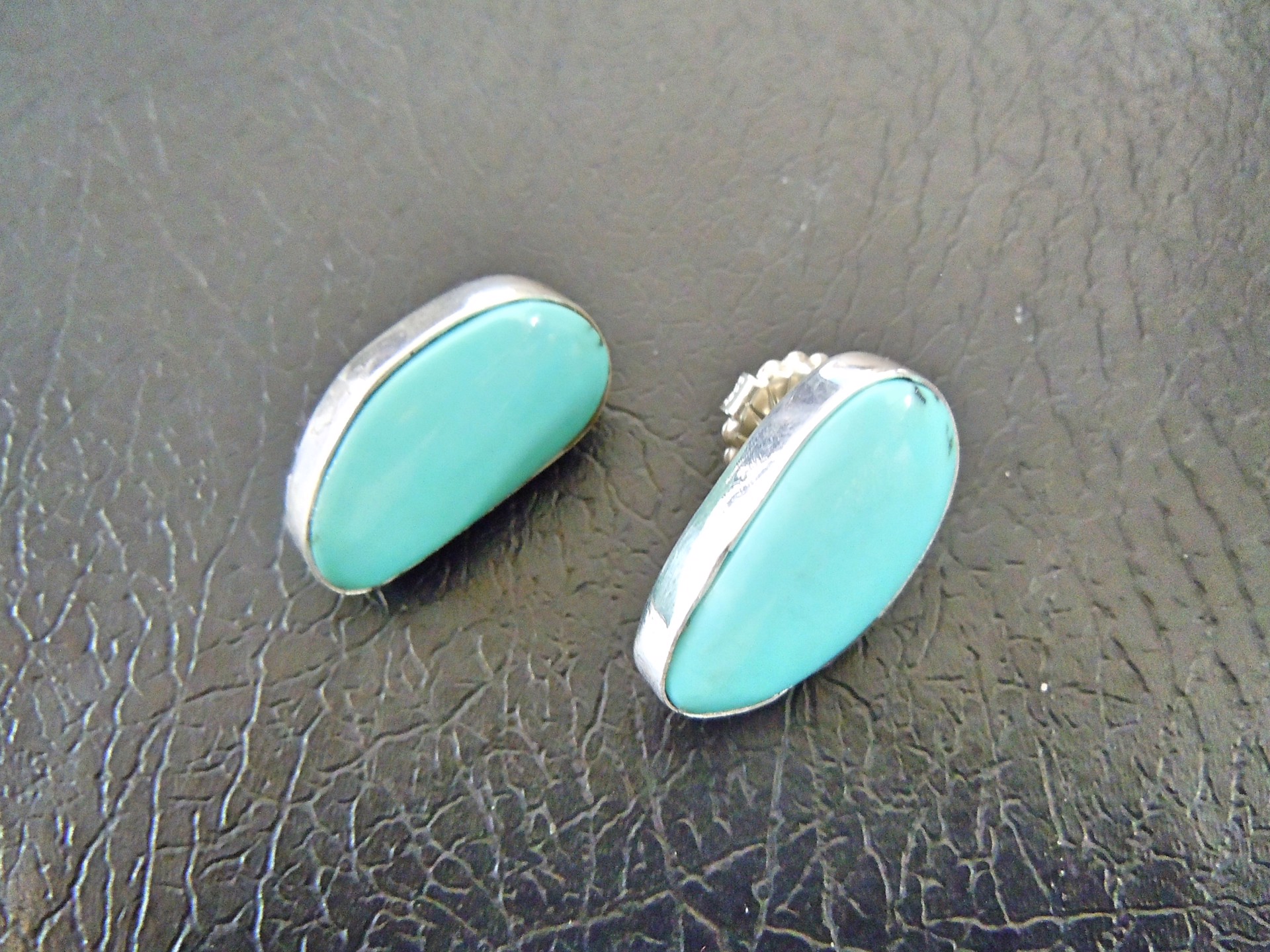 Sterling & Campitos Turquoise Post Earring by Anne Forbes