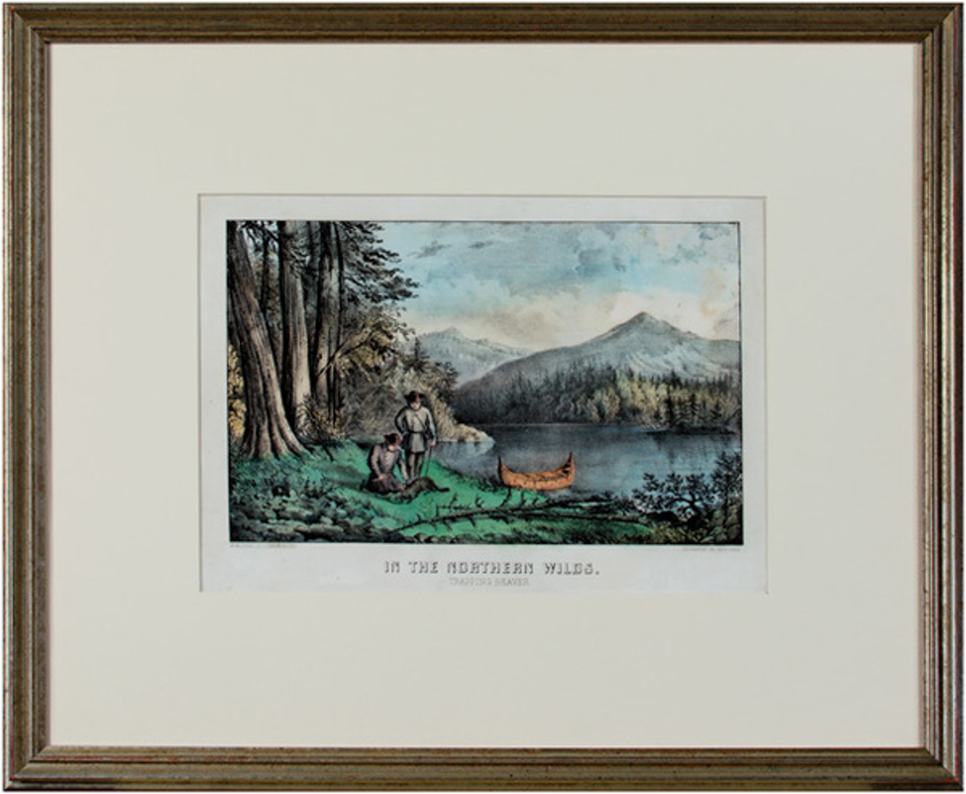 In the Northern Wilds Trapping Beaver by Currier & Ives