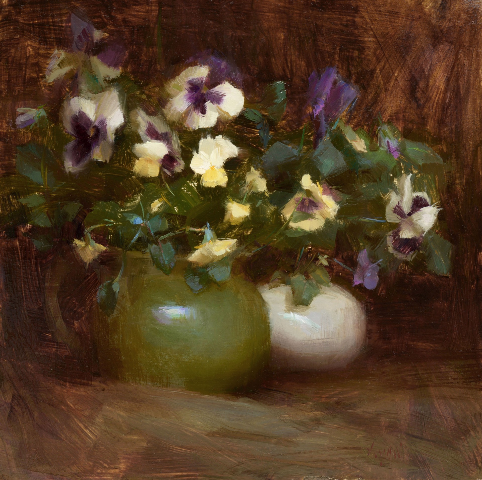Yellow and Purple Pansies by Susan Lyon