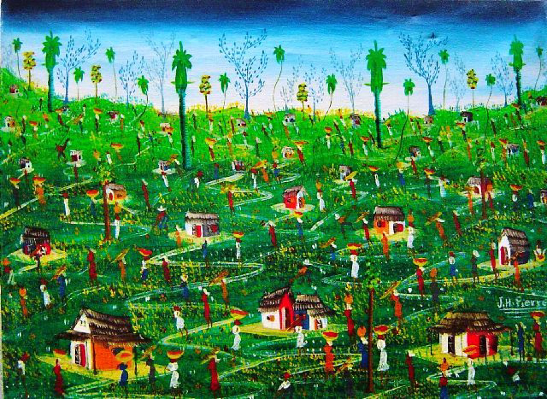 Rural Scene#1-2-95MFN by John Adeler Pierre (Haitian)
