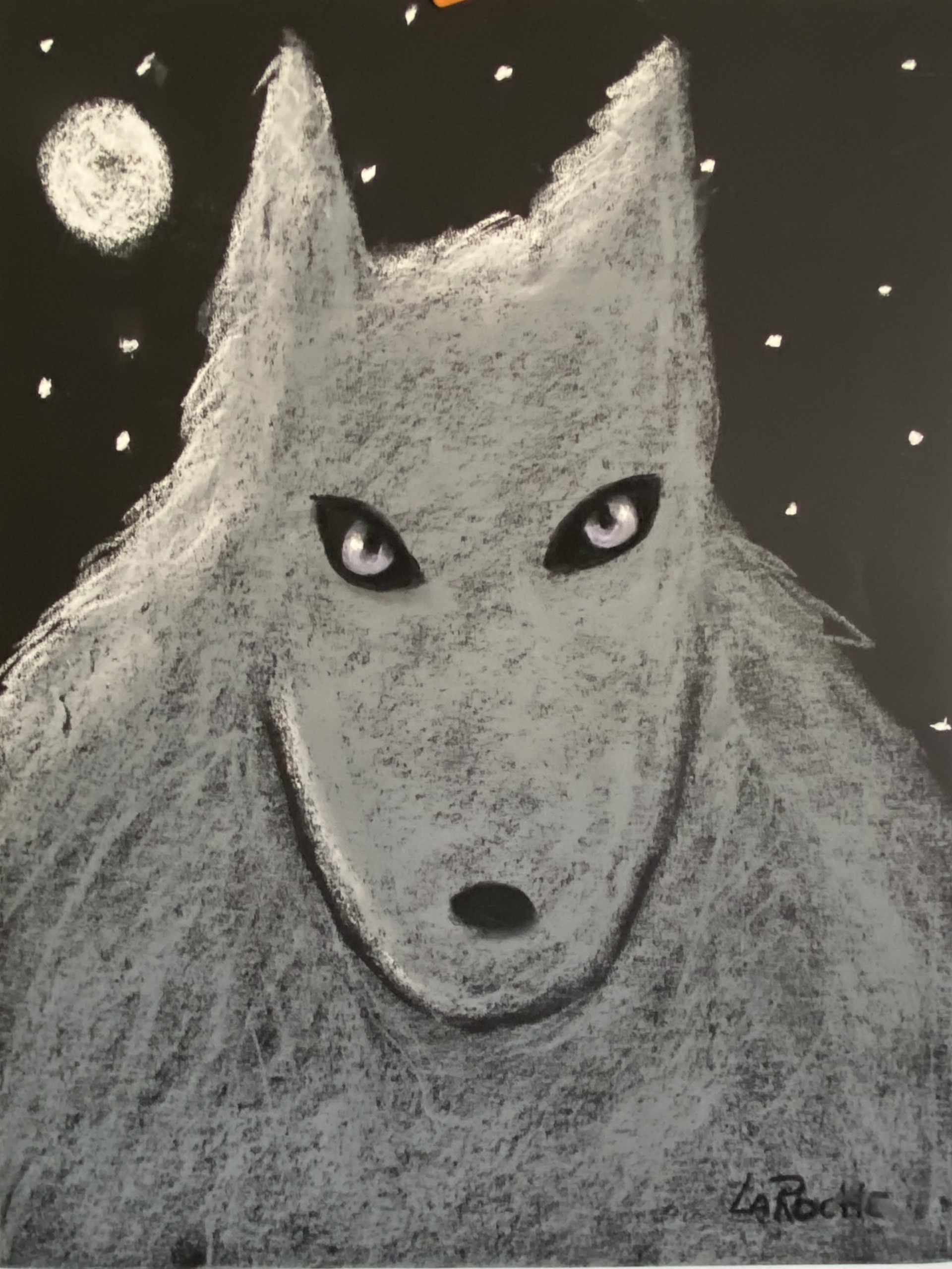 GREY WOLF BY MOONLIGHT by Carole LaRoche