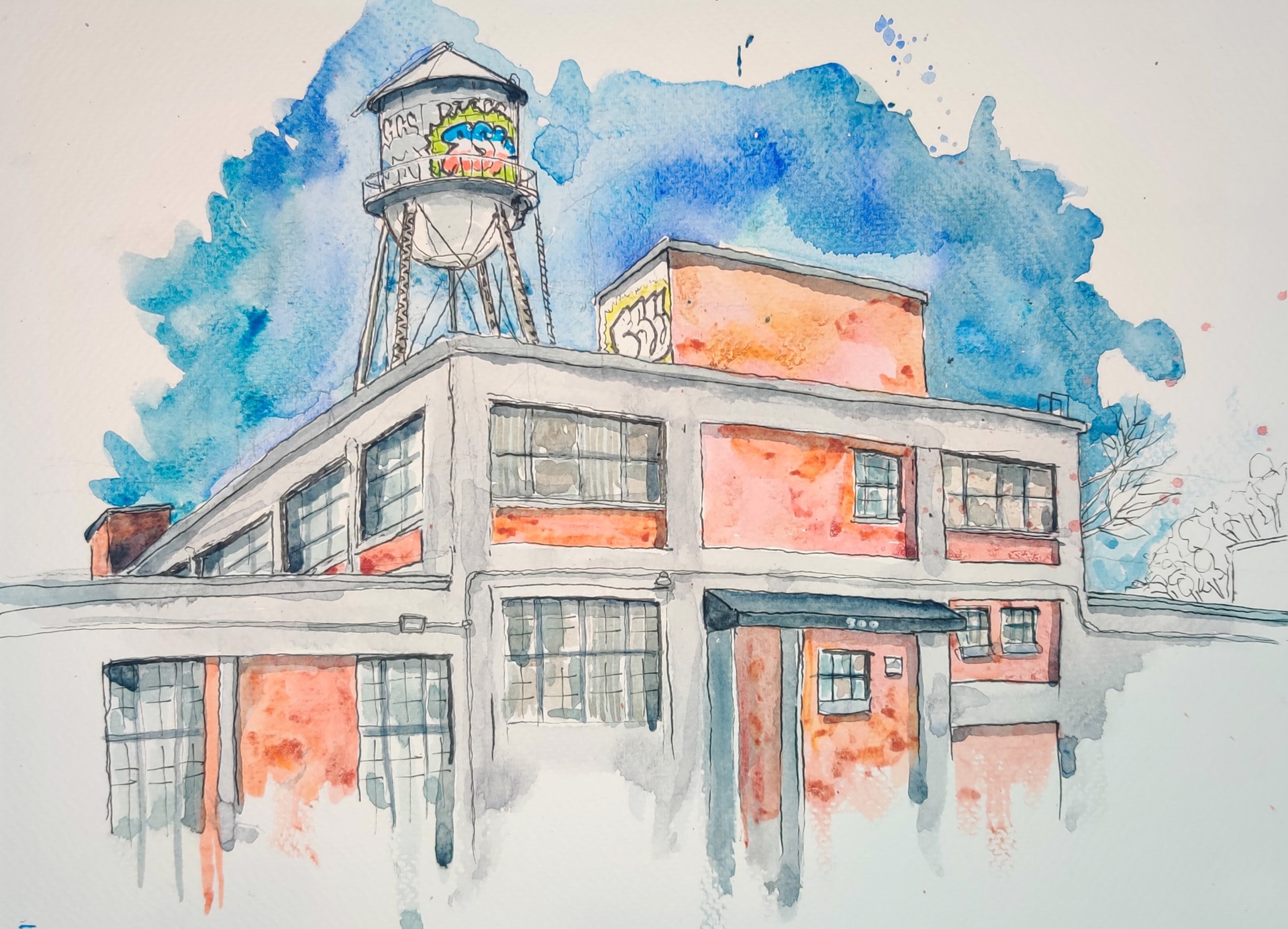 Biggs Building and Water Tower by Nathaniel Gutierrez
