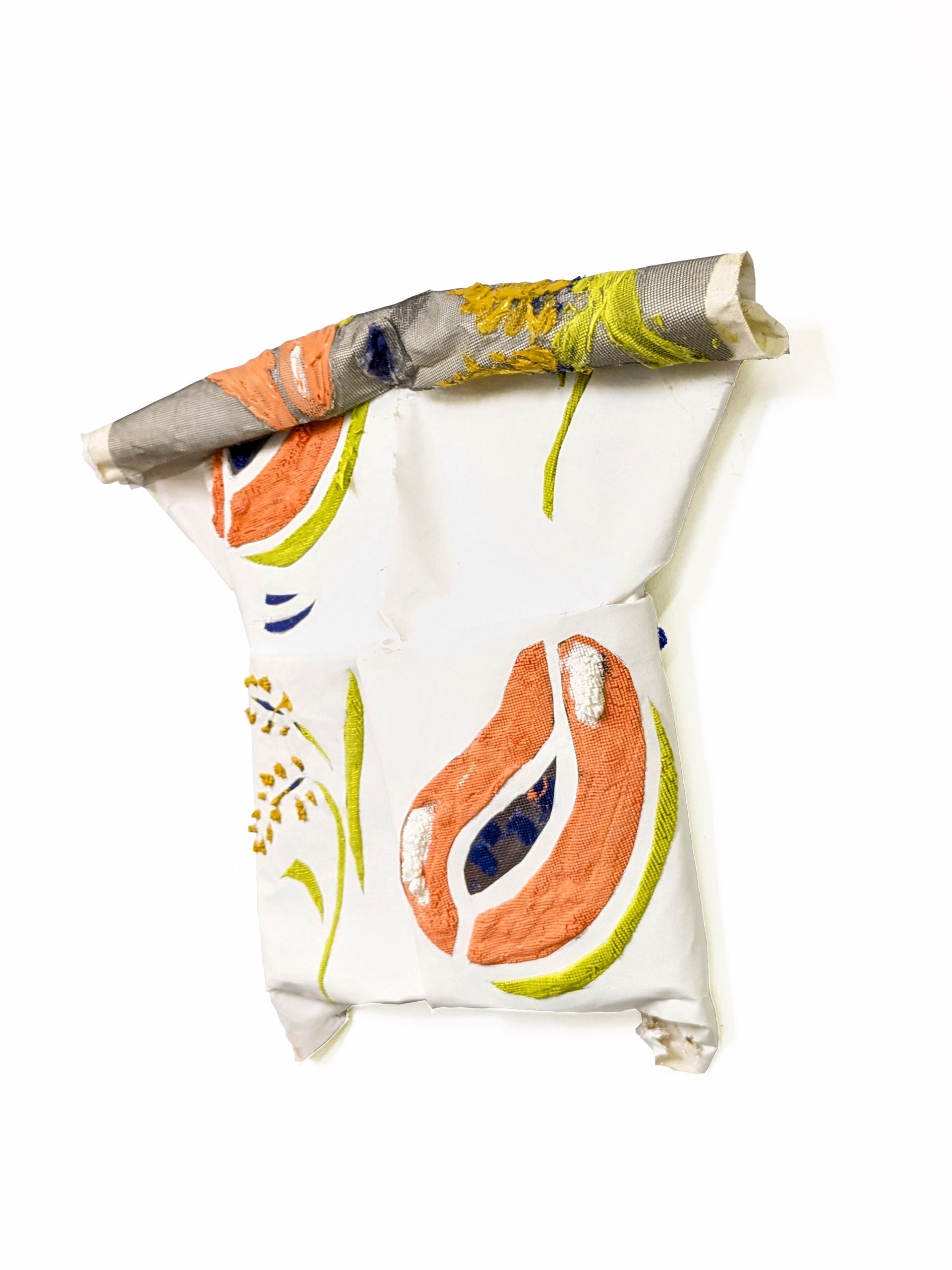 Small Rolled Canvas Bag with Papaya and Wheat by Eleanor Aldrich