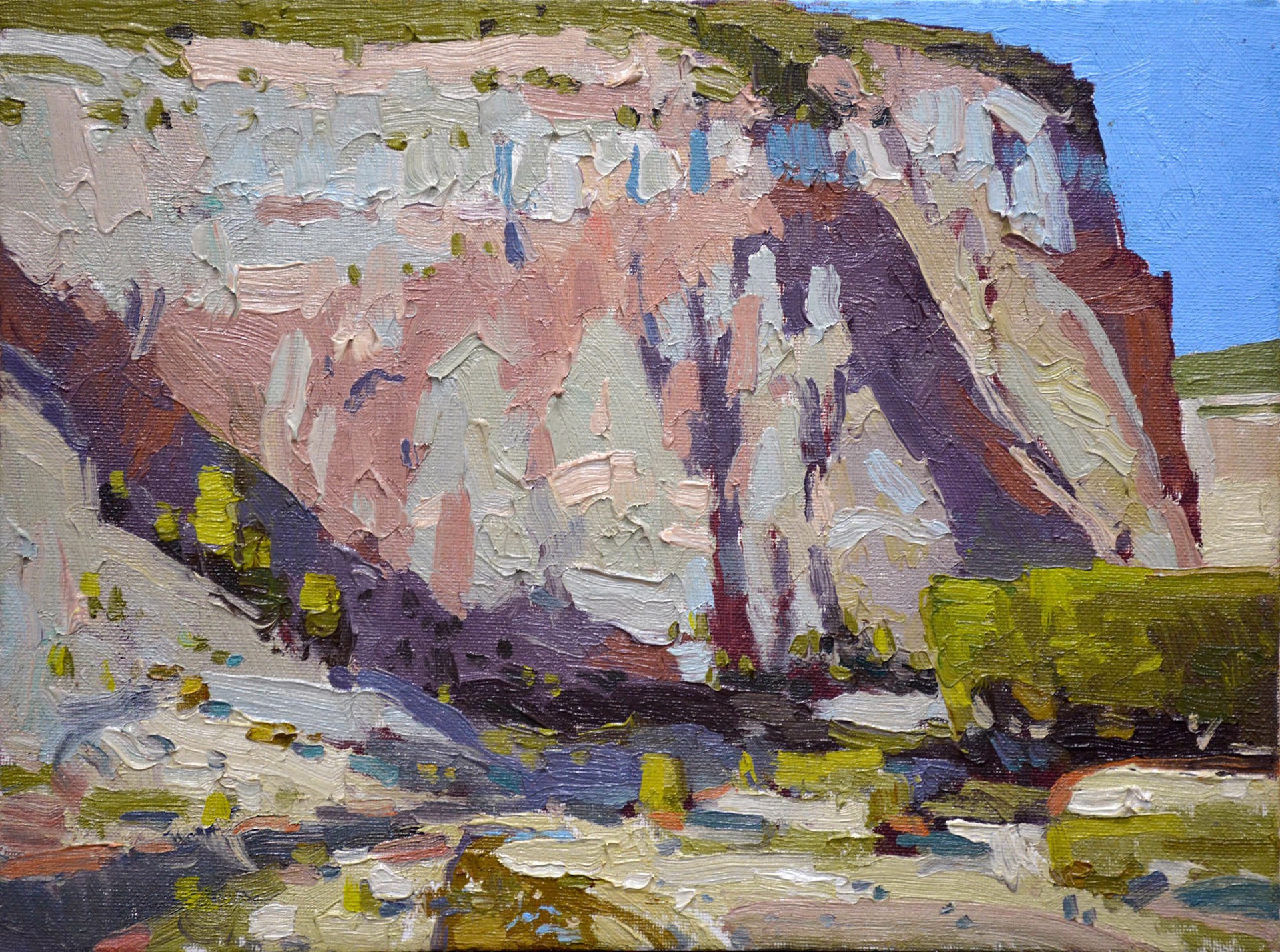 Original Oil Painting Featuring A Desert Cliff Face