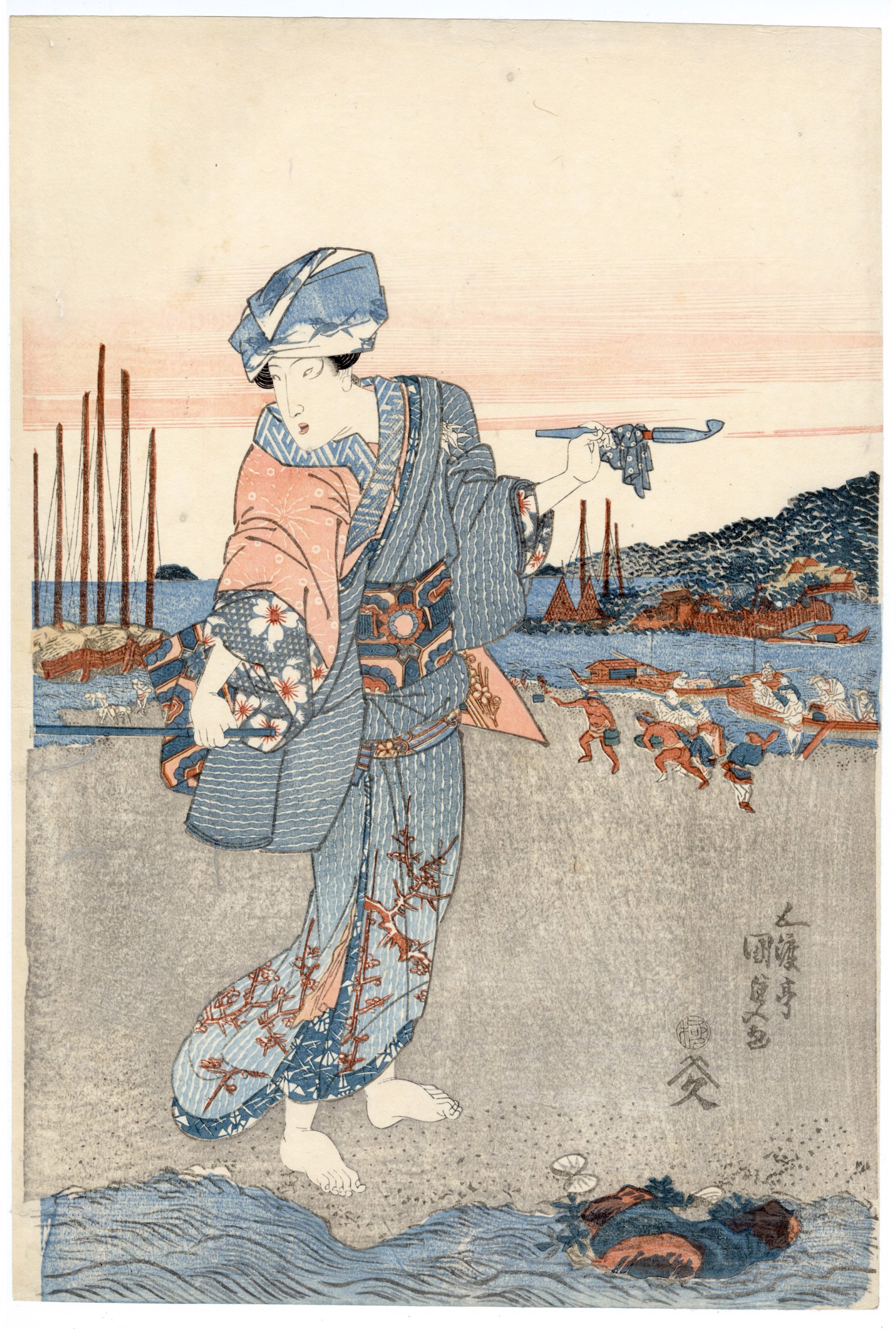 A Scene at Low Tide: Clamming by Kunisada