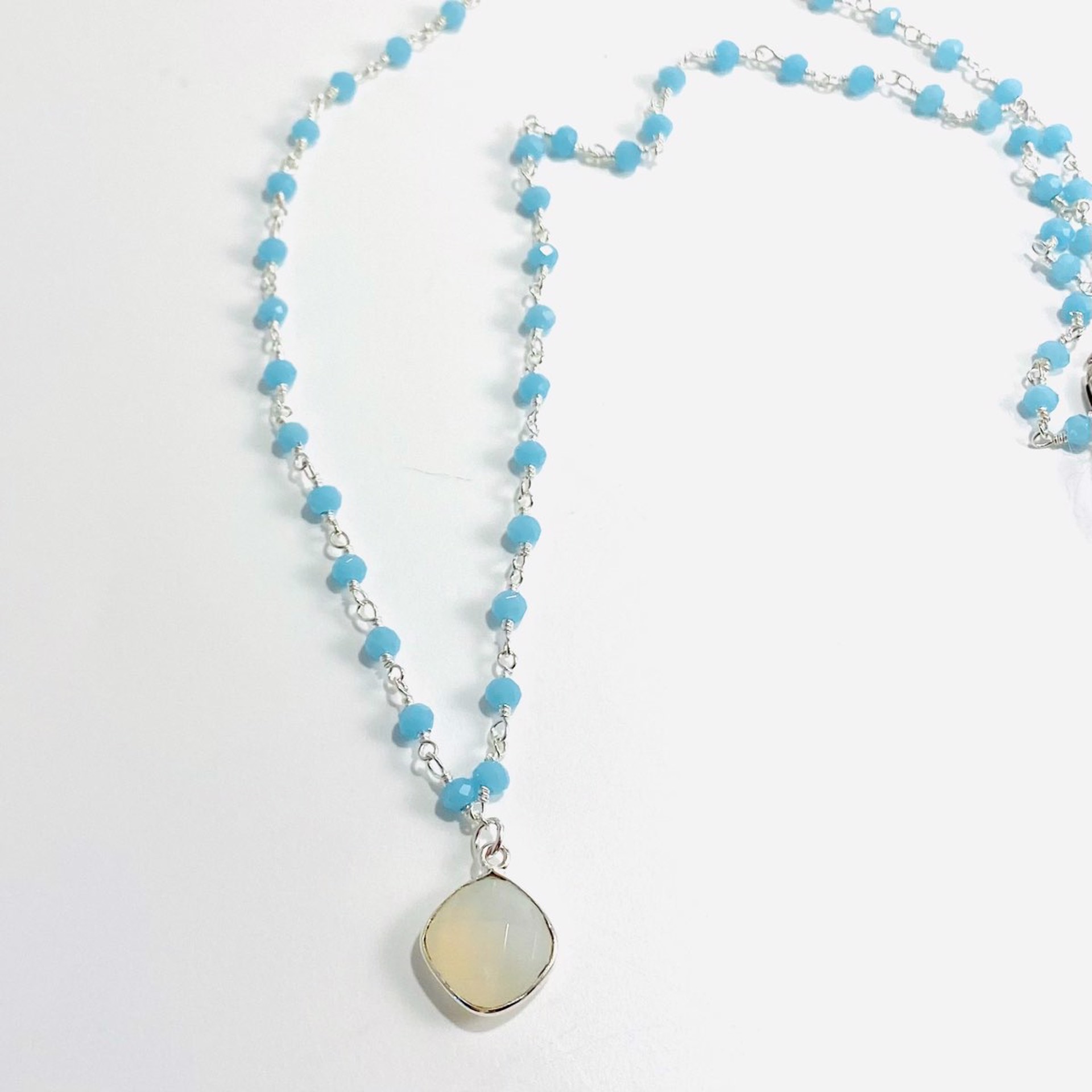Tiny Faceted Aquamarine Blue Chalcedony Drop Necklace NT22-182 by Nance  Trueworthy