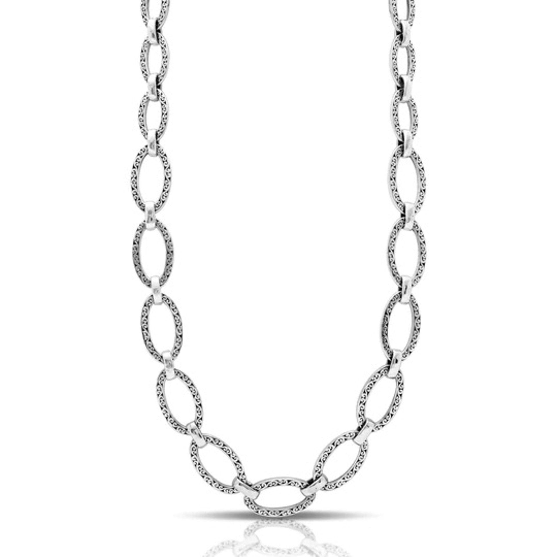 LH Scroll Square Sided Oval Link Tapered 18"-21" Necklace by Lois Hill