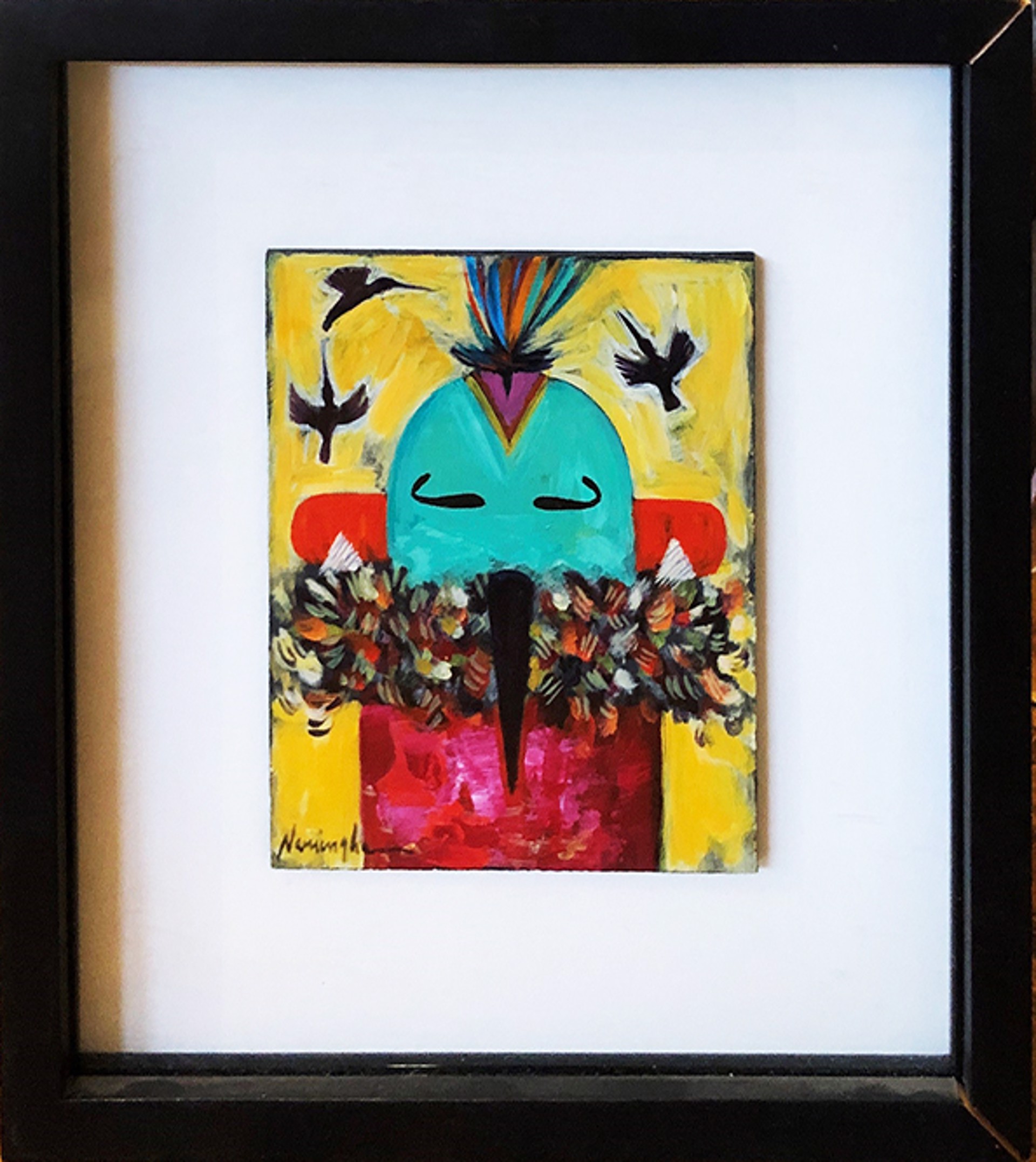 Hummingbird Fetish / Seeding of Life (Two sided painting) by Dan Namingha