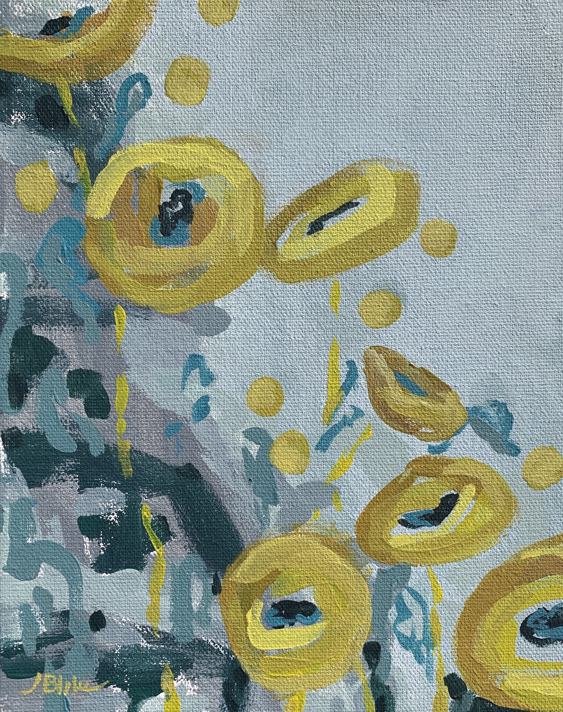 Yellow Poppies+Dots by Julia Blake