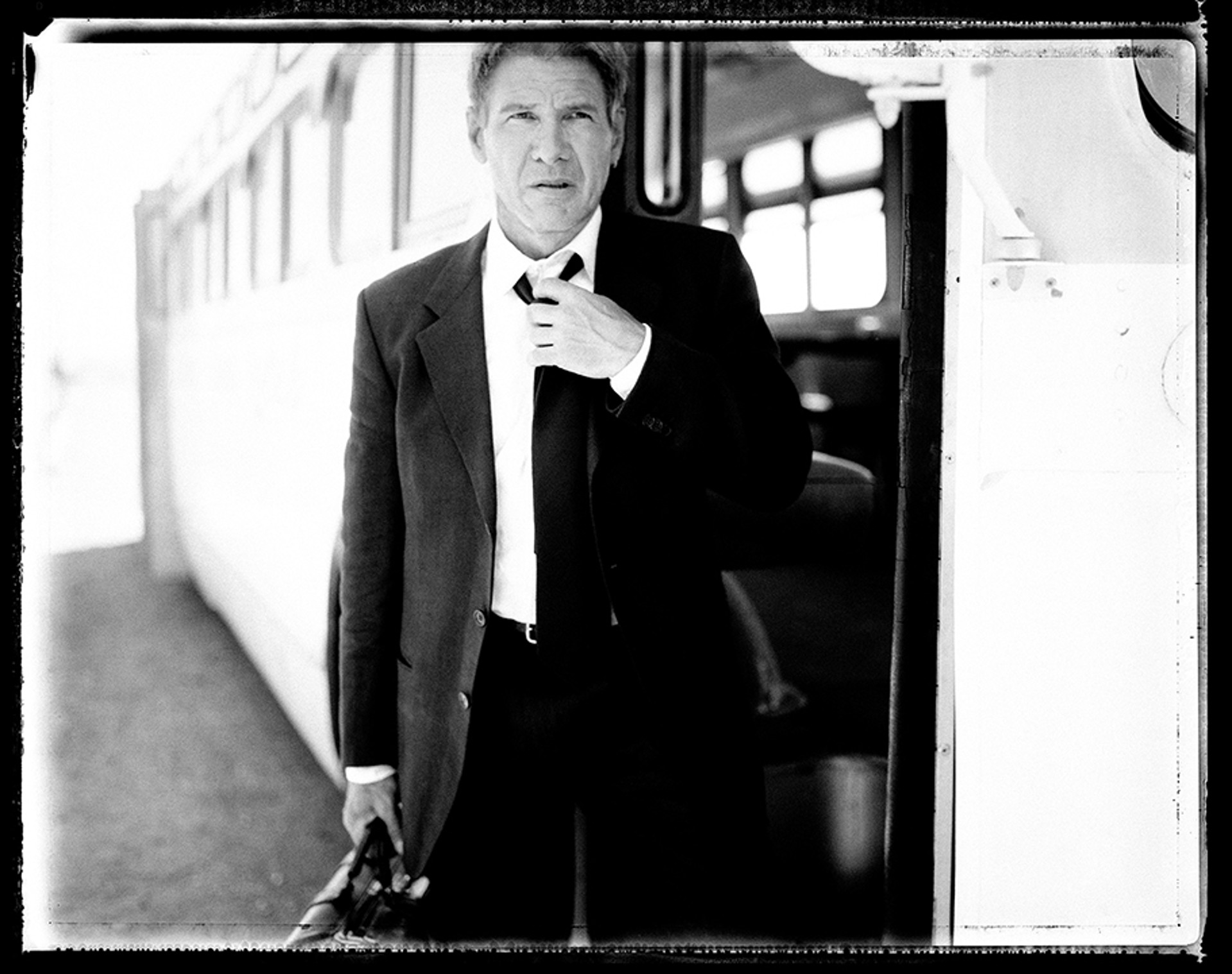 02020 Harrison Ford Bus Amboy BW by Timothy White