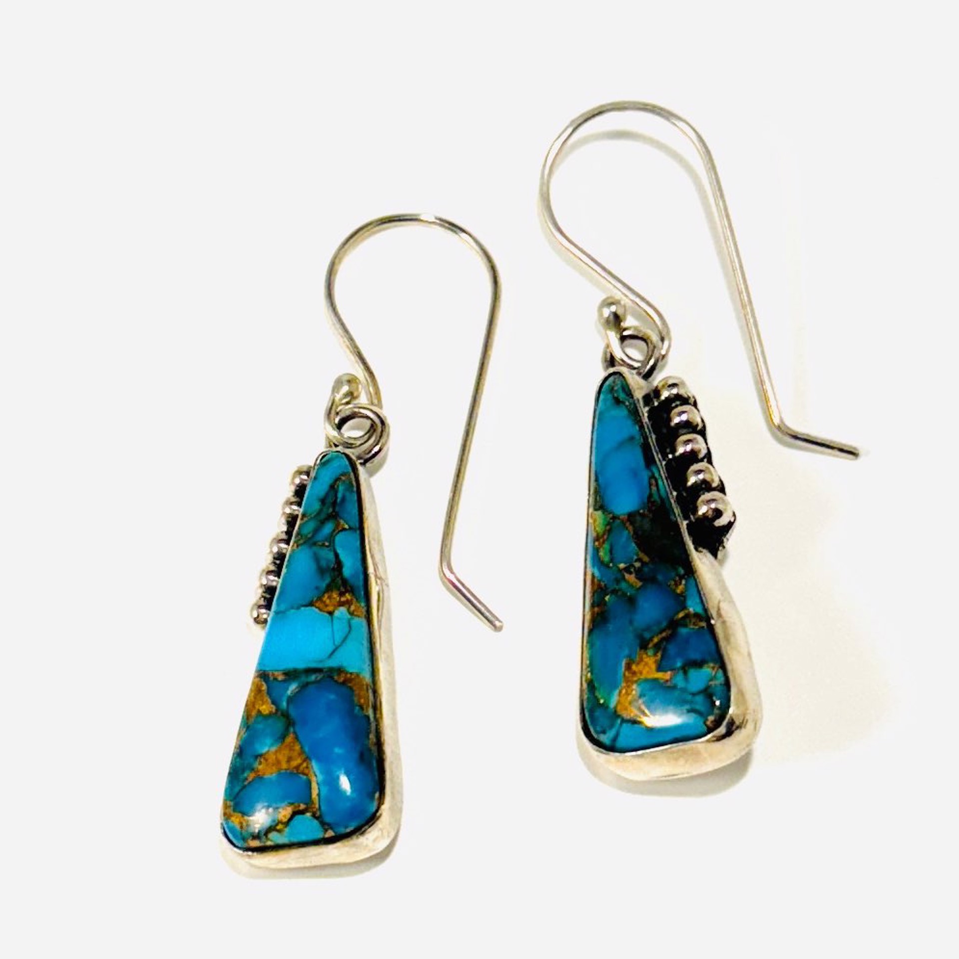 Kingman Turquoise, Bronze Earrings AB23-84 by Anne Bivens