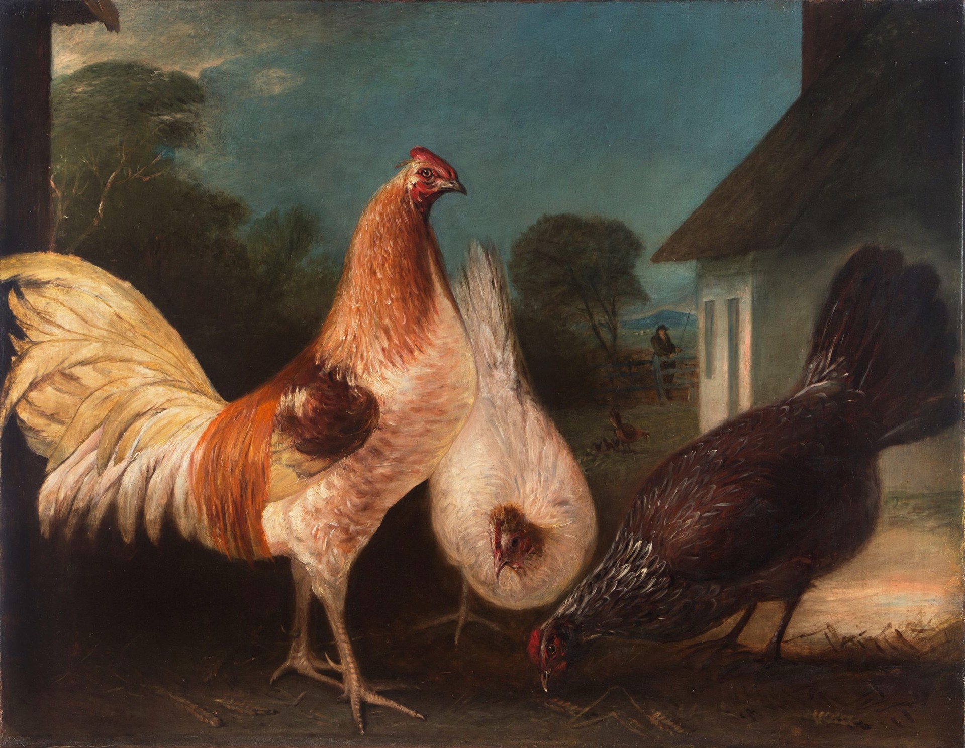 Game Chickens in a Barnyard by John E. Ferneley, Sr.