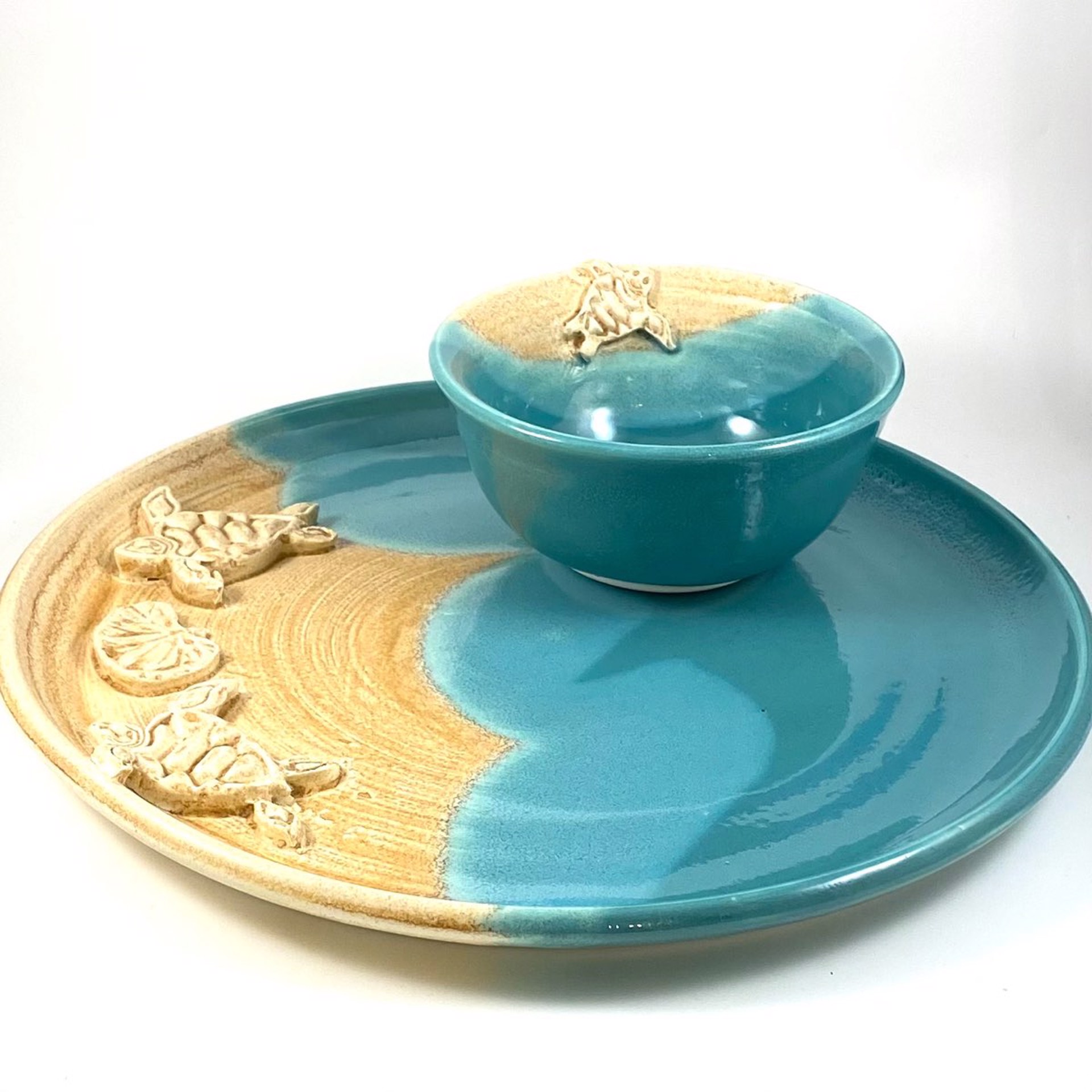 ILO22 Serving Platter with Turtles and Small Bowl Set by Ilene Olanoff