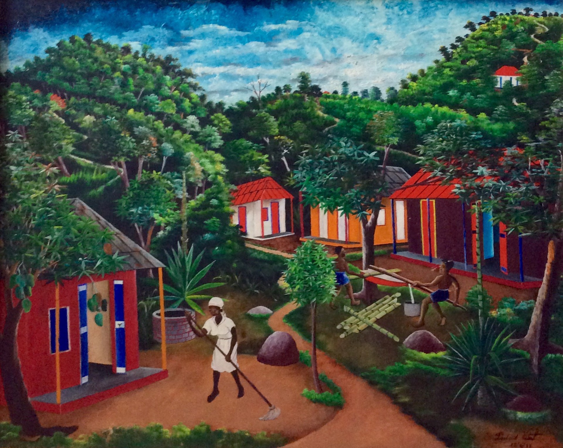 Rural Scene #1MFN by Pauleus Vital (Haitian, 1918-1984)
