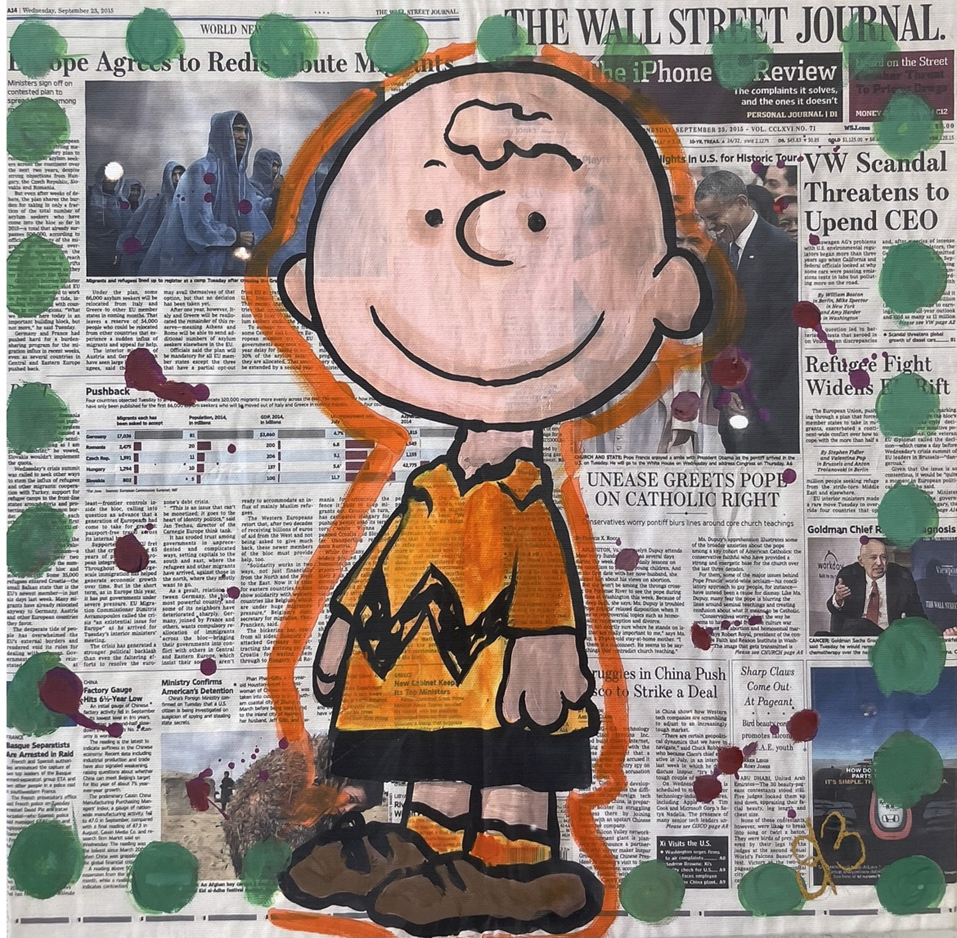 "Charlie Brown" by WSJ Series on Newspaper by Elena Bulatova