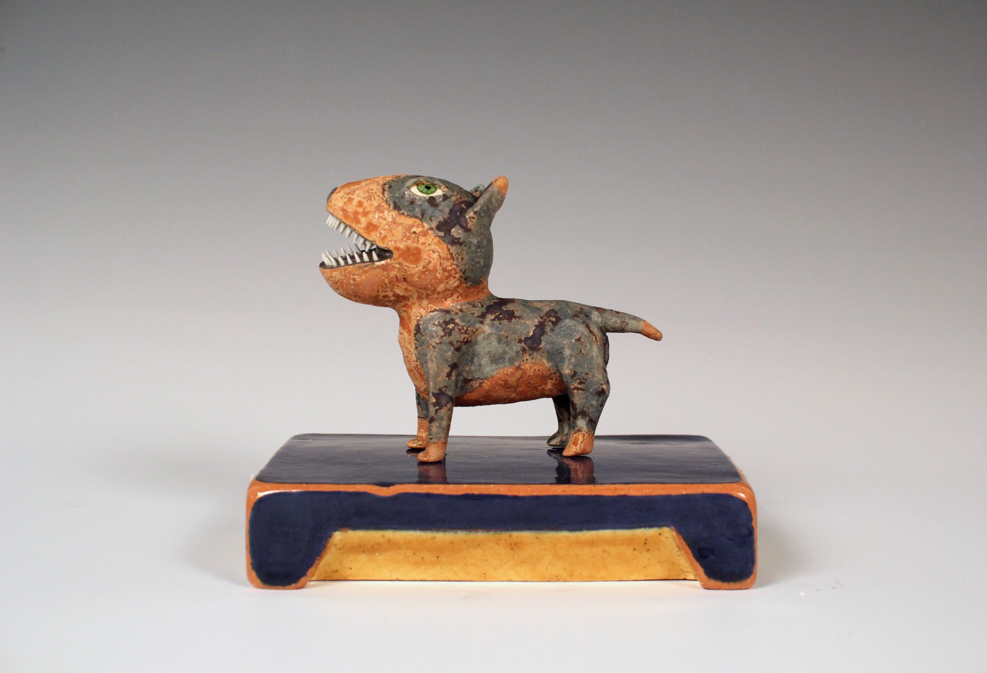 (Blue and Yellow) Dog on (Blue) Base by Wesley Anderegg