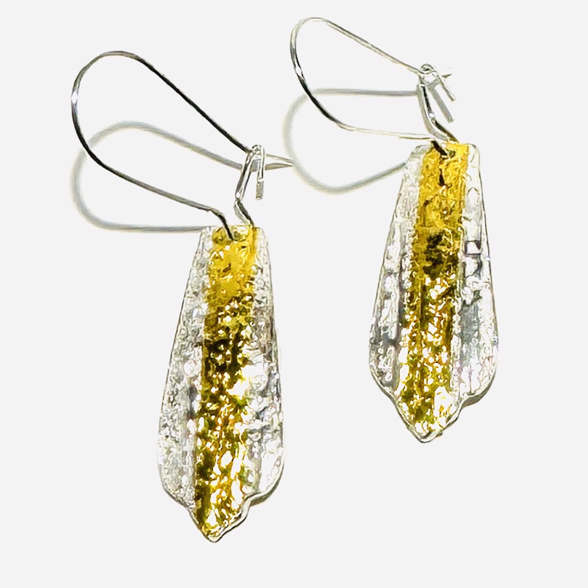 Keum-boo Fine Silver and Gold Earrings KH23-18 by Karen Hakim
