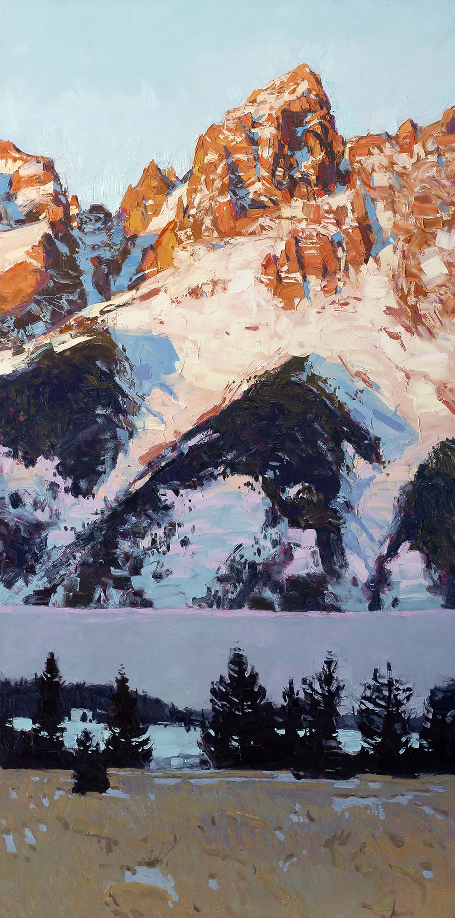 Original Oil Painting By Silas Thompson Featuring The Grand Teton At Sunrise