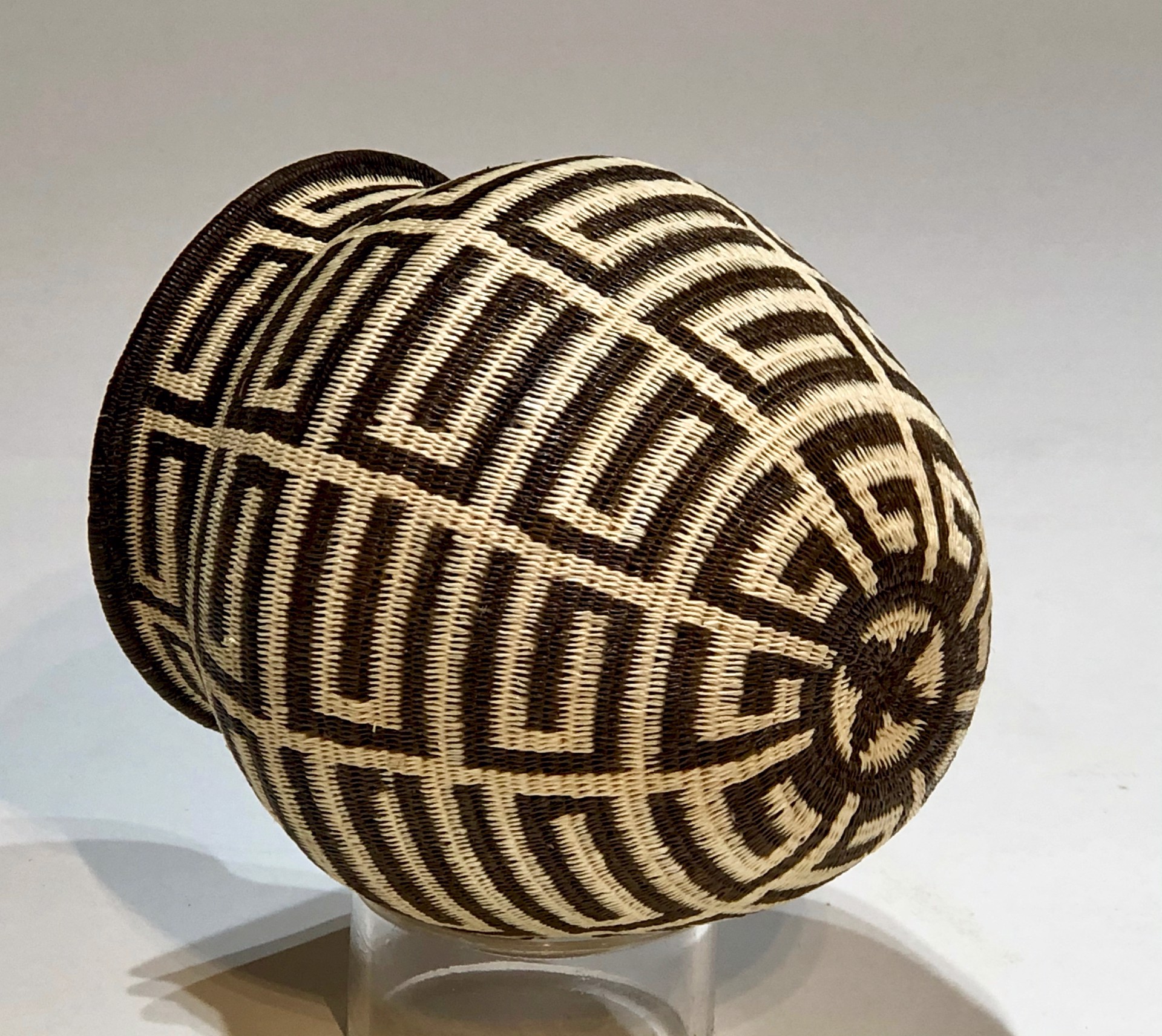 Black and White Geometric Basket by Wounaan & Embera Panama Rainforest Baskets Wounaan