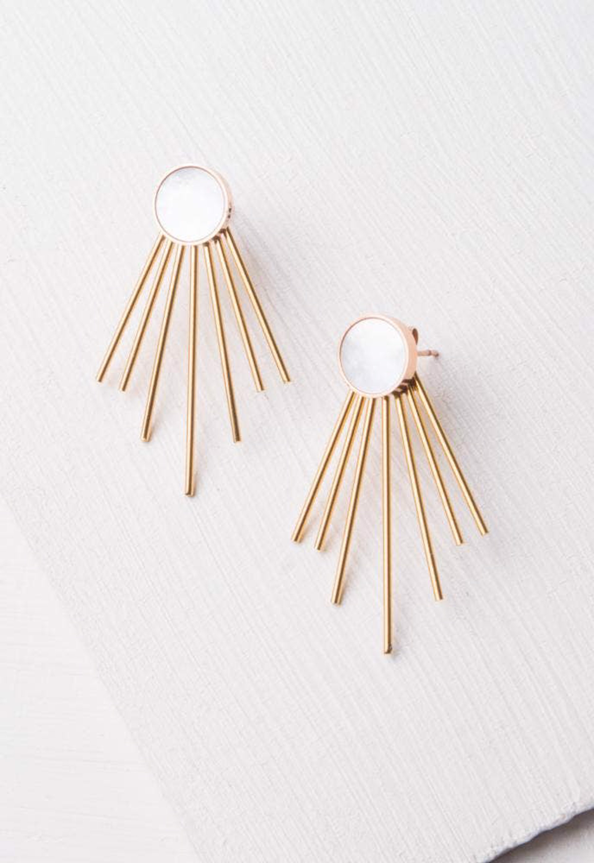 Caroline Mother of Pearl Stud and Fringe Earrings by Starfish Project