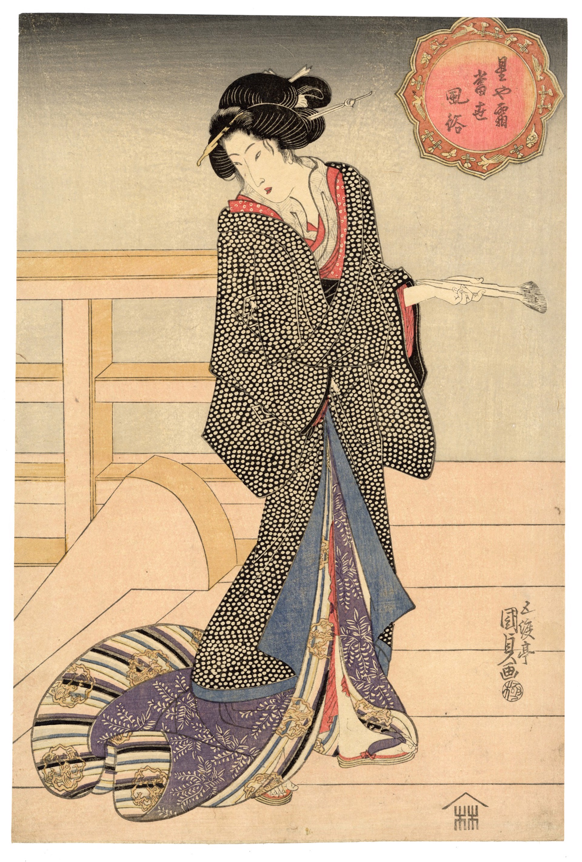 Bijin Holding Tooth Brushes by Kunisada